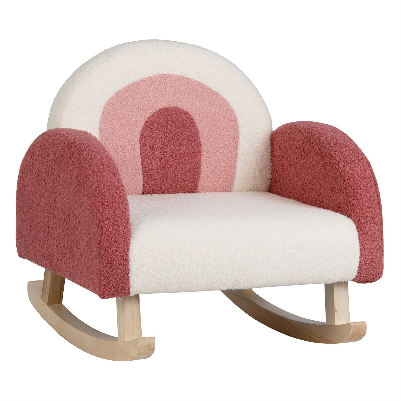 Kids Rocking Chair - Velvet Upholstered Sofa with Solid Wood Legs, Red - Perfect for Nursery, Bedroom or Playroom Decor