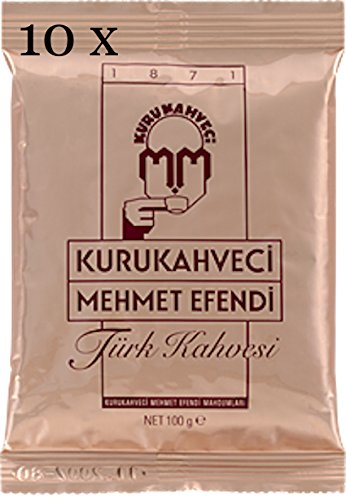 Premium Turkish Roasted Ground Coffee - Kurukahveci Mehmet Efendi Authentic Blend (10 Pack x 100g) for Rich Flavor & Traditional Brewing at Home or Office