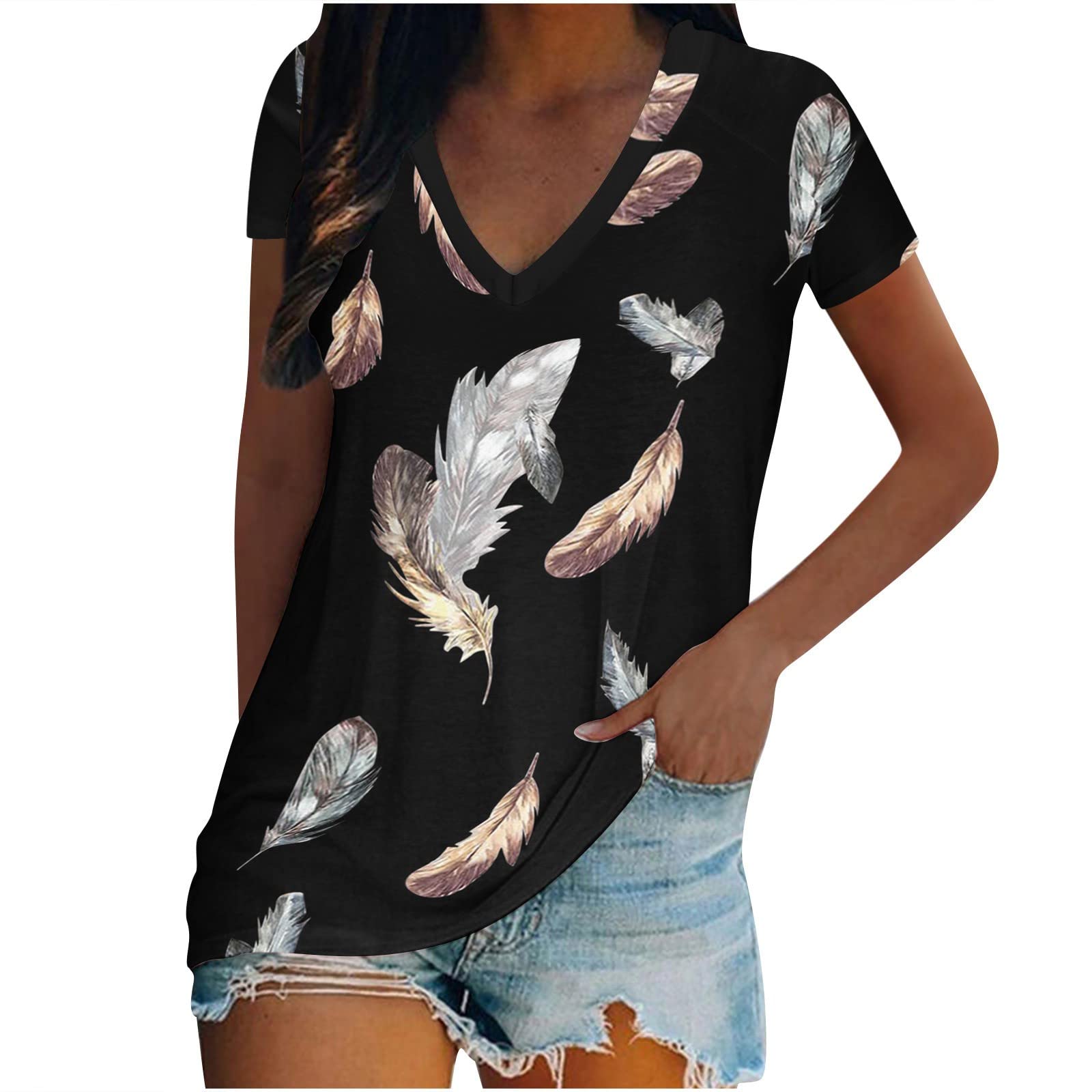 Women's Summer Orange Graphic Tee - Short Sleeve Button Up Casual T-Shirt | Oversized Cap Sleeve Blouse for Beach, Travel & Everyday Wear
