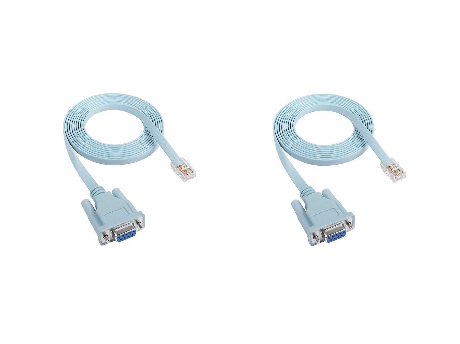 Cisco® DB9 Female to RJ45 Male Bi-Directional Console Cable - Blue 6ft (2-Pack) - Perfect for Network Equipment Configuration & Server Management