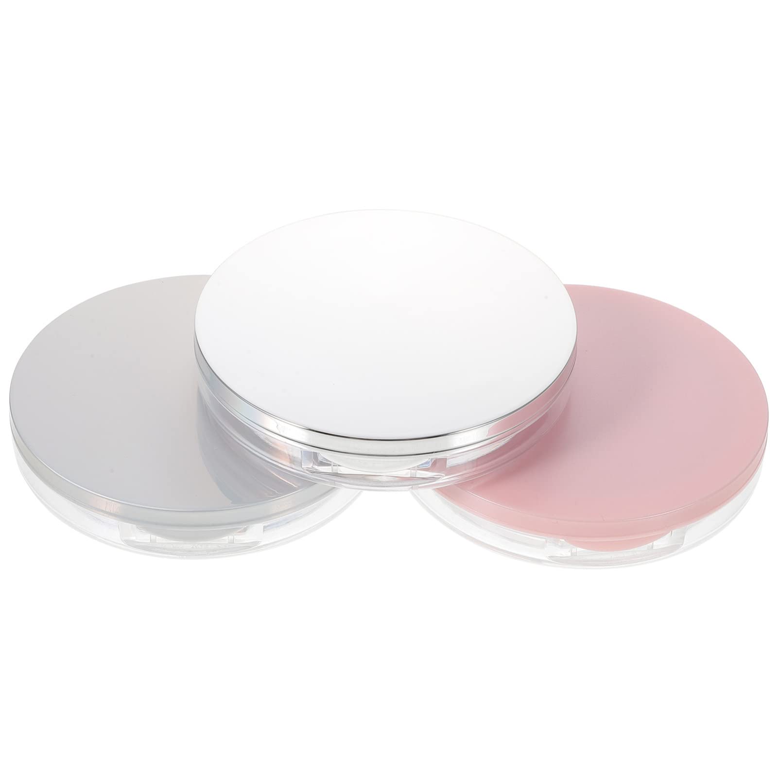 FOMIYES 3-Piece Translucent Powder Case Set with Mirror & Sponge - Portable Loose Powder Container for Makeup, Glitter & Beauty Essentials - Perfect for Travel, Touch-ups & Professional Makeup Kits