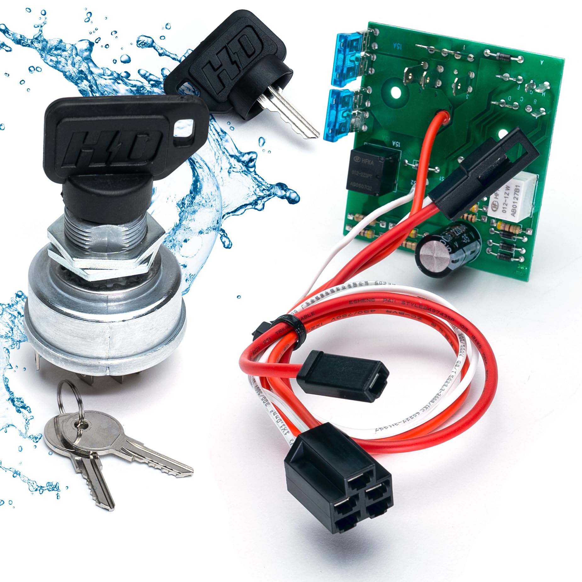 Premium HD Starter Ignition Switch Module AM124137 AM119999 with 2 SoftGrip Keys - Compatible with John Deere 325 335 345 (SN#0-070000) - OEM Upgrade Replacement - Perfect for Tractor Maintenance & Engine Start Protection