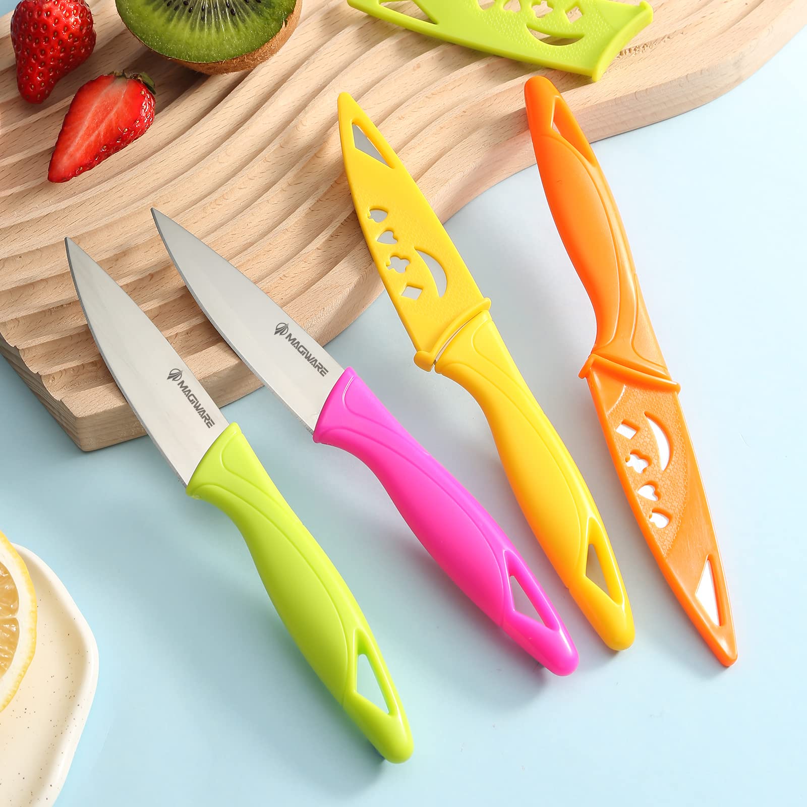 8PCS Ultra Sharp Paring Knife Set with Cover - 3.5 Inch Small Kitchen Knives for Vegetables, Fruits & Precision Cutting | Perfect for Meal Prep, Cooking & Crafting