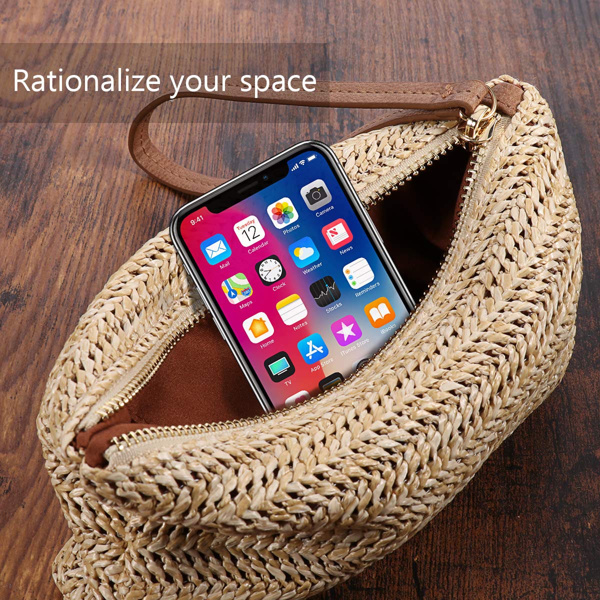 Bohemian Straw Clutch Bag with Zipper - Women's Wristlet Handbag for Summer Beach, Travel & Date Night | Eco-Friendly Woven Straw Purse for Women & Girls
