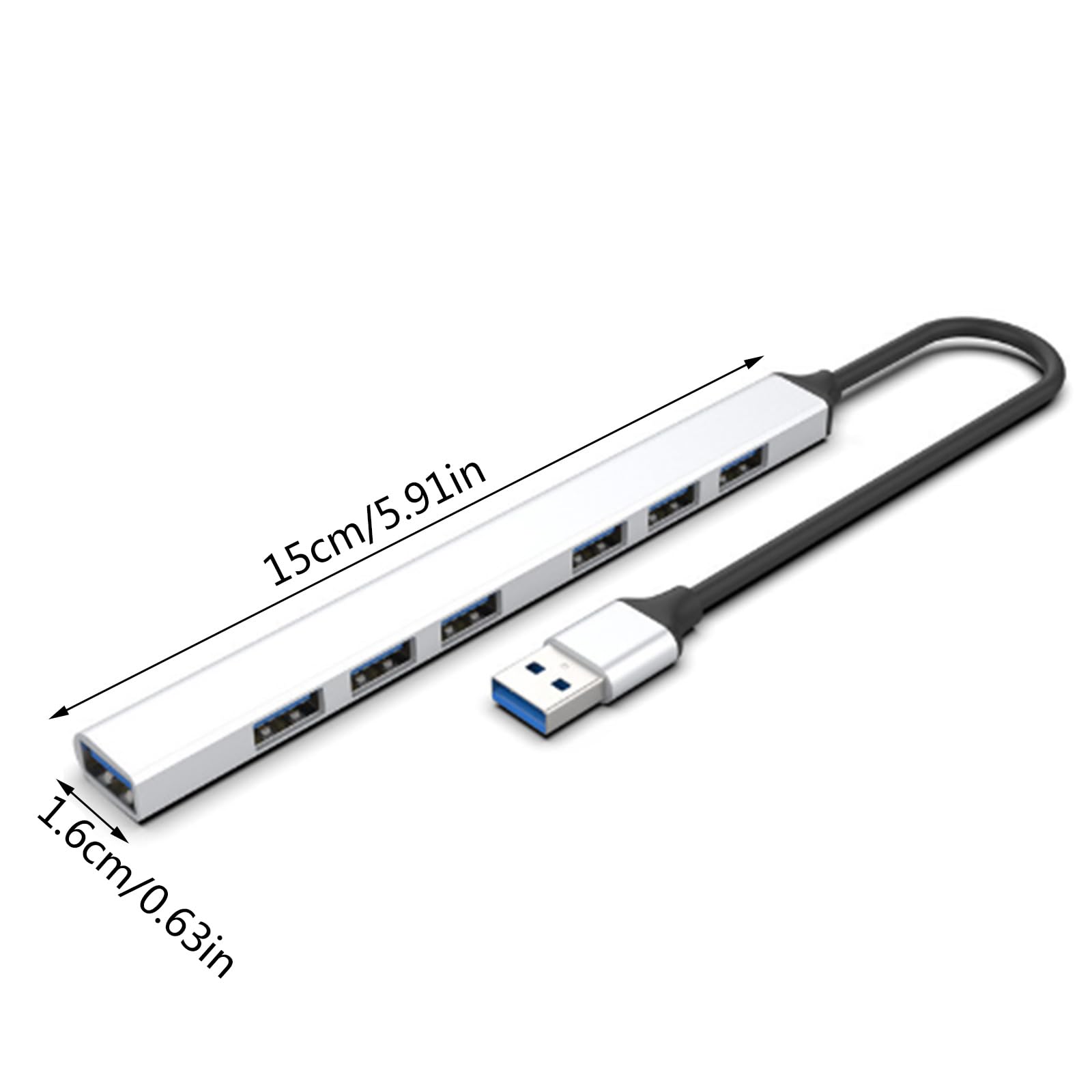 7-Port USB Hub Adapter for Laptop - High-Speed USB 3.0 Multi-Port Expansion - Perfect for Home Office, Gaming Setup & Charging Multiple Devices