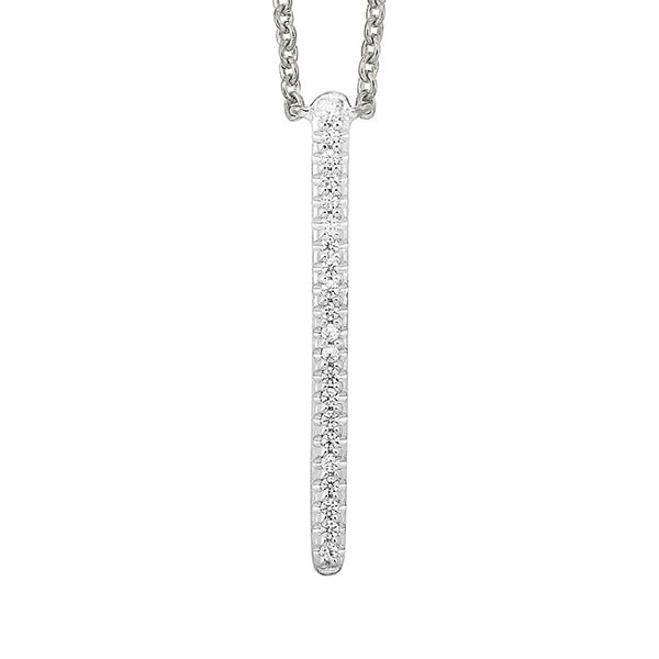 1/20ctw White Gold Diamond Modern Linear Pendant Necklace for Women - Elegant Everyday Jewelry & Special Occasion Gift