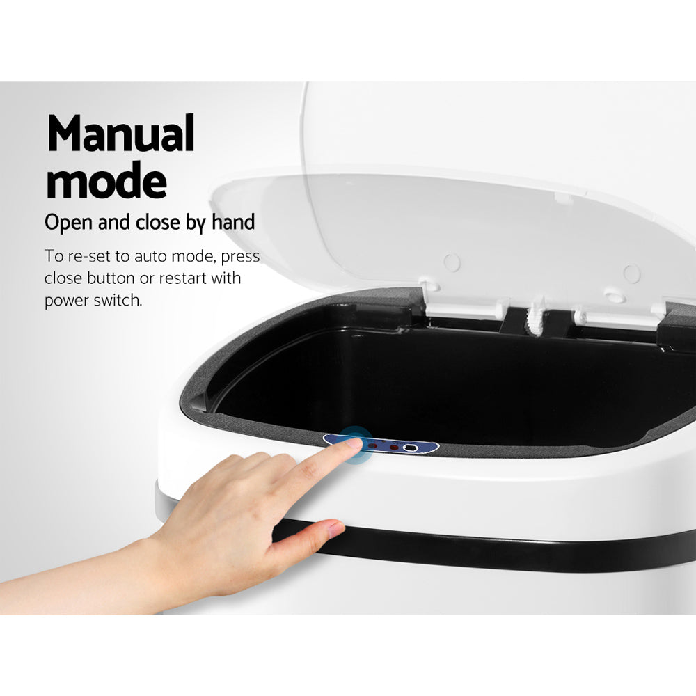 Devanti 58L Sensor Trash Can - Automatic Motion Sensor Waste Bin, Touchless Kitchen Garbage Can with Lid, White (Perfect for Kitchen, Bathroom, Office, and Home Use)