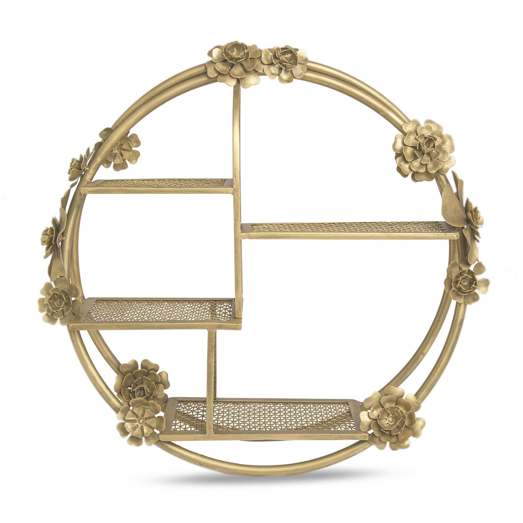 Elegant Brass Crane Baby Nursery Wall Shelf Decor - 20.5” x 20.5” x 6” Floral Shelving for Boys & Girls - Perfect for Nursery, Bedroom or Kids Room Organization