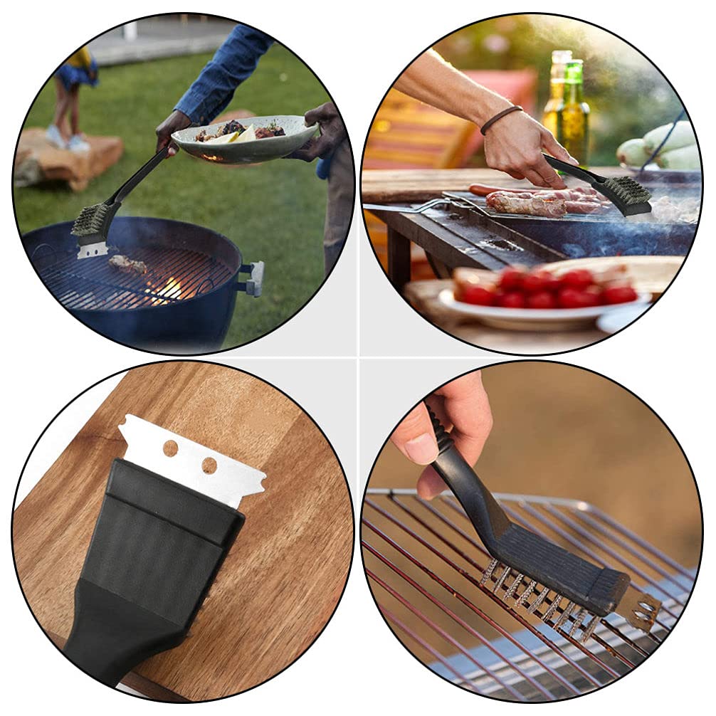 DOITOOL 4-Pack Stainless Steel Grill Brush Set - Heavy Duty BBQ Grill Cleaner & Scraper for Charcoal, Gas Grills - Perfect for Backyard, Camping, and Outdoor Cooking