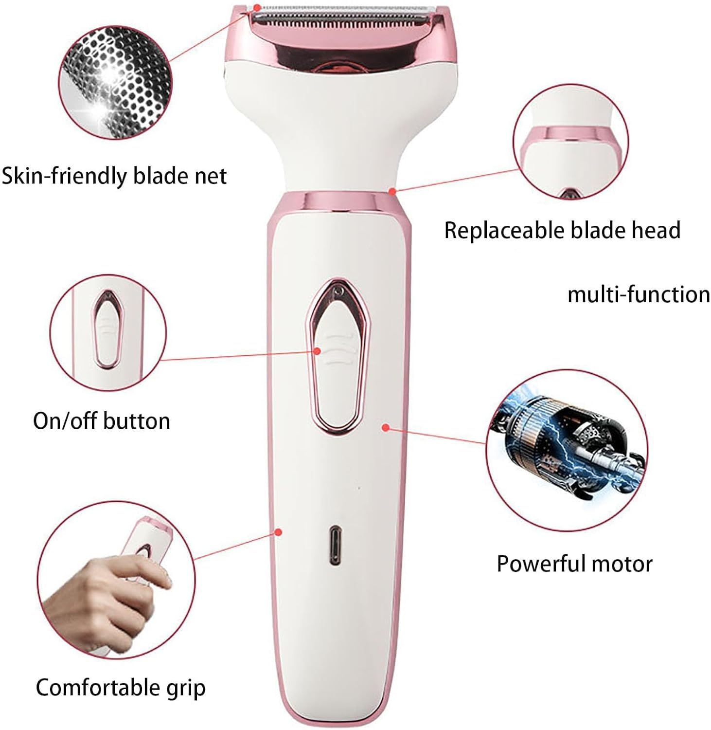**Taletseten 4-in-1 Rechargeable Waterproof Electric Shaver for Women – Painless Hair Removal for Legs, Underarms & Bikini Area | Smooth & Comfortable Shaving at Home or Travel**