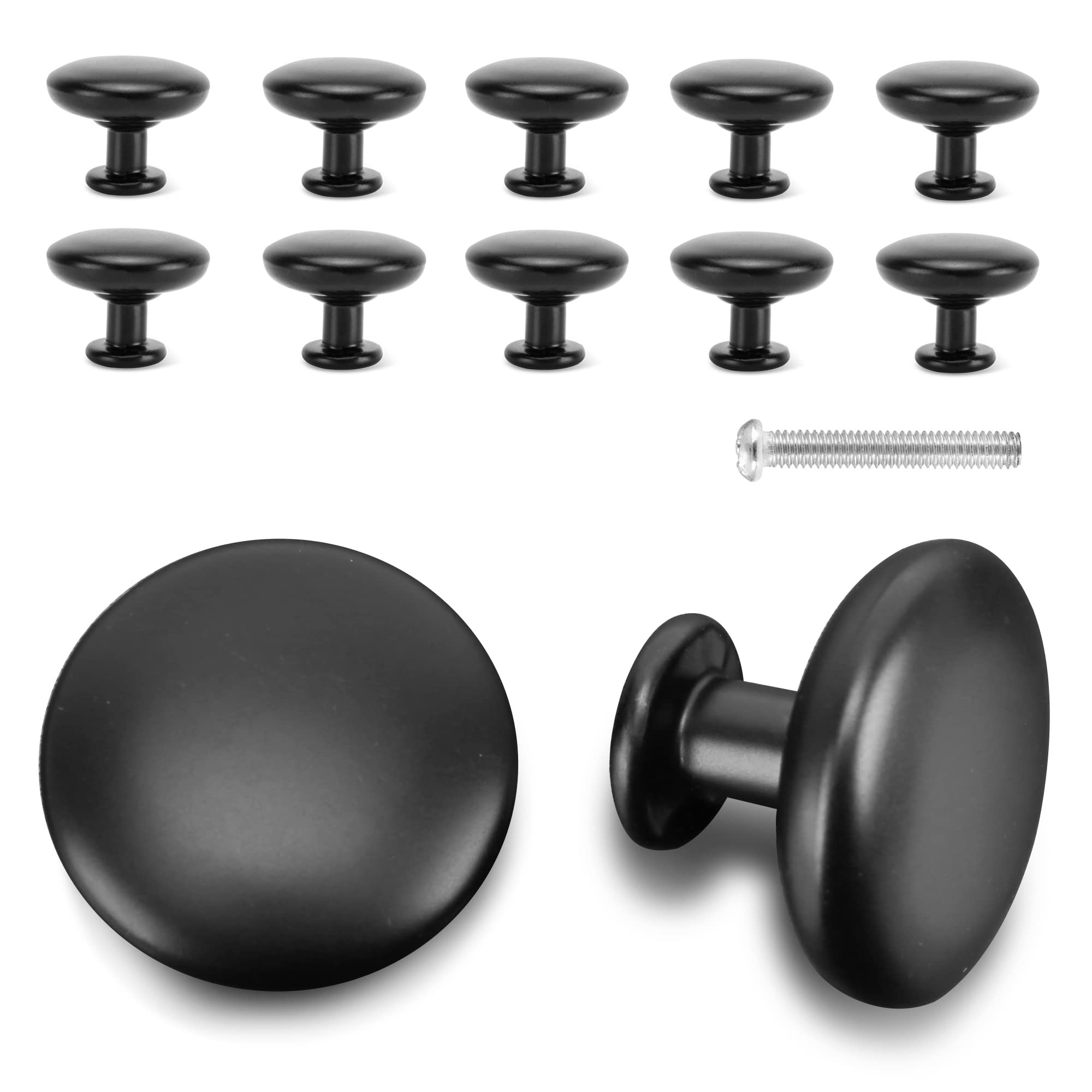 Vintage Black Cabinet Knobs 12 Pack - Round Drawer Pulls for Kitchen, Bathroom, Closet & Wardrobe - Durable Hardware for Dressers, Cabinets & Furniture (Easy Installation & Stylish Upgrade)