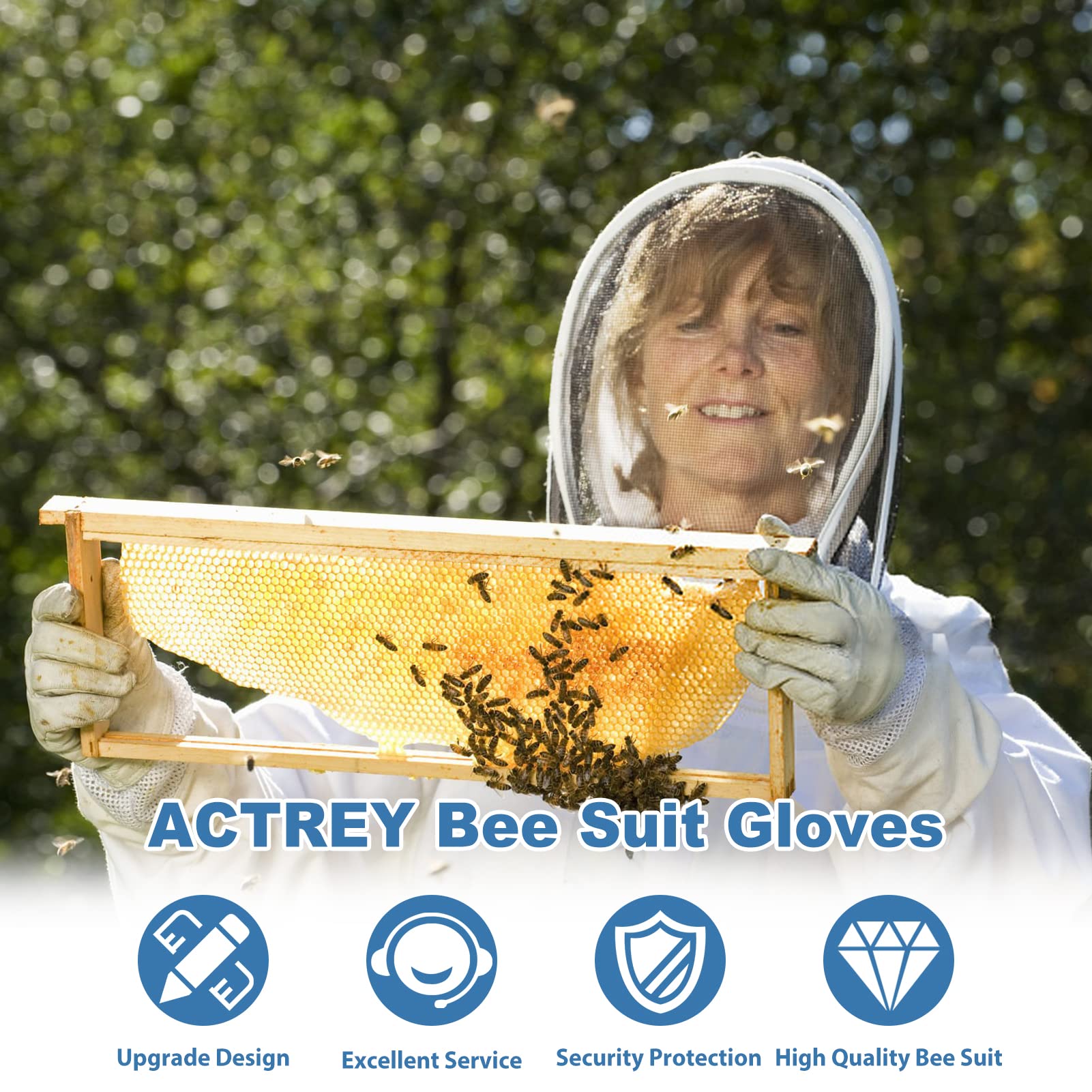 2025 Upgraded Sting Proof Beekeeping Suit for Men & Women - Professional Ventilated Bee Keeper Suit with Gloves & Hood (Medium) - Ideal for Honey Harvesting, Hive Inspection & Outdoor Beekeeping Activities