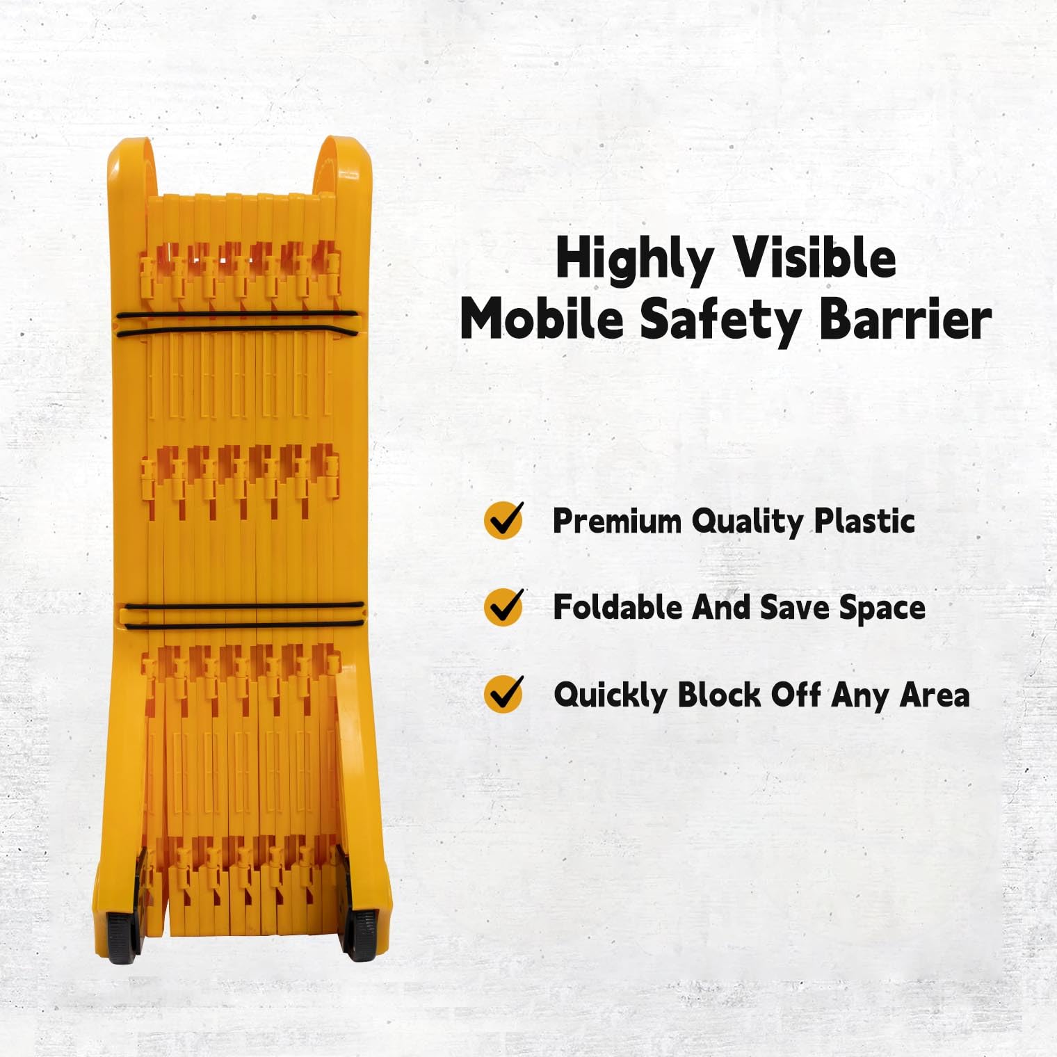 13-Foot Extendable Commercial Safety Barriers with Locking Straps - Folding Portable Plastic Barricade for Construction, Traffic Control & Driveway Gates | Ideal for Crowd Management, Event Safety & Parking Lot Security