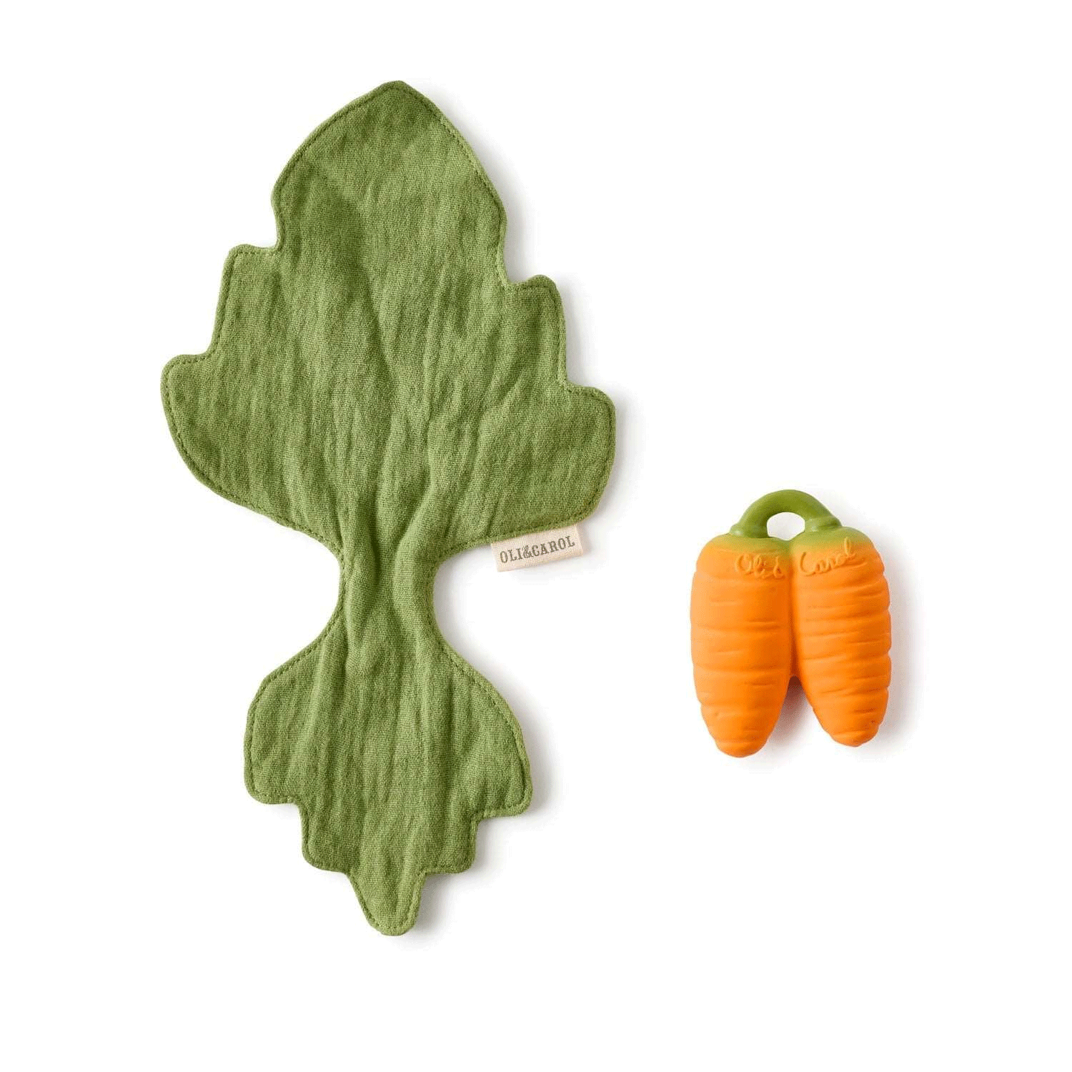Oli and Carol Cathy the Carrot Mini Doudou Teether - Organic Cotton Baby Teething Toy for Soothing Gums | Perfect for Infants 0-12 Months, On-the-Go, and Nursery Playtime