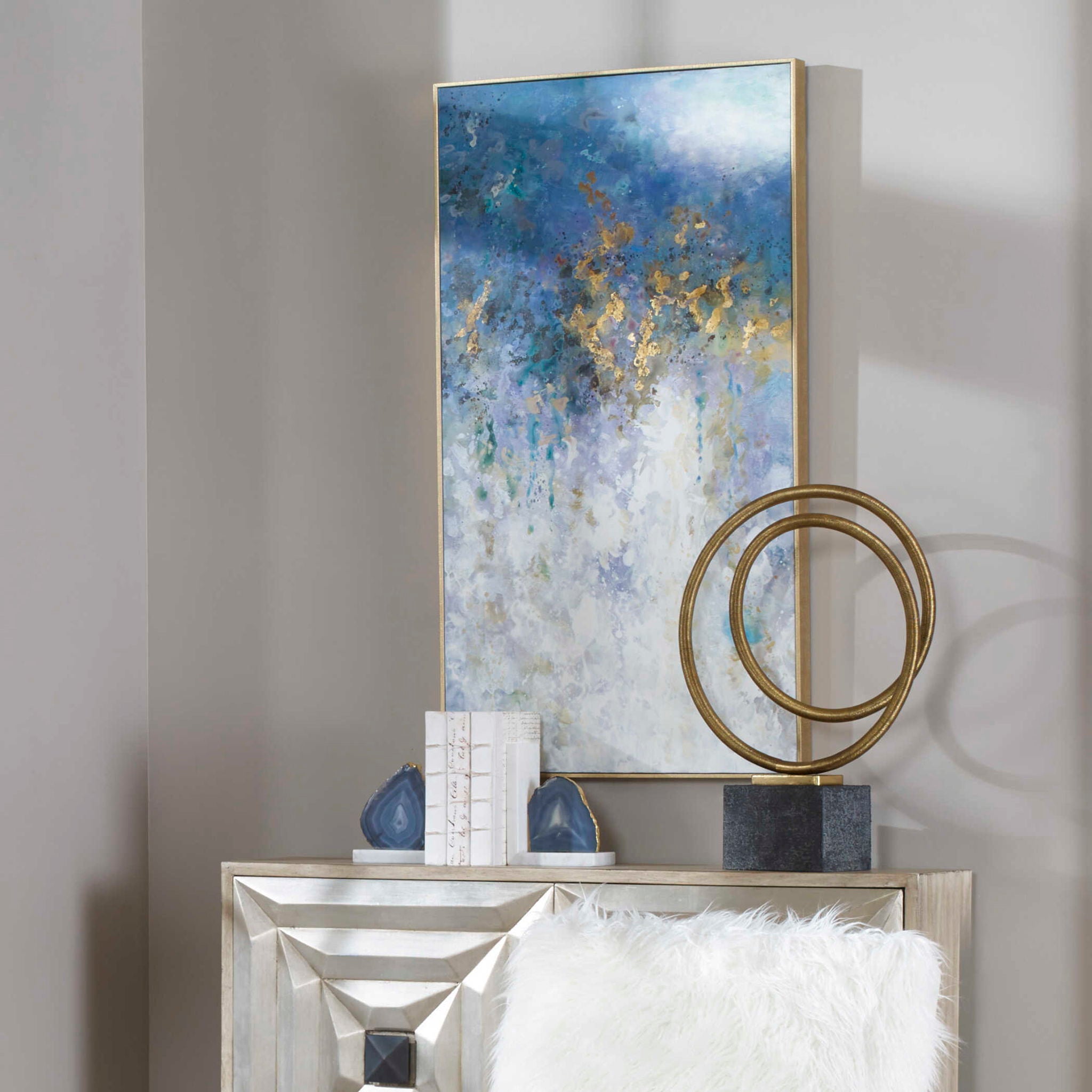 Abstract Blue Floating Wall Art - Modern Home Decor for Living Room, Bedroom & Office