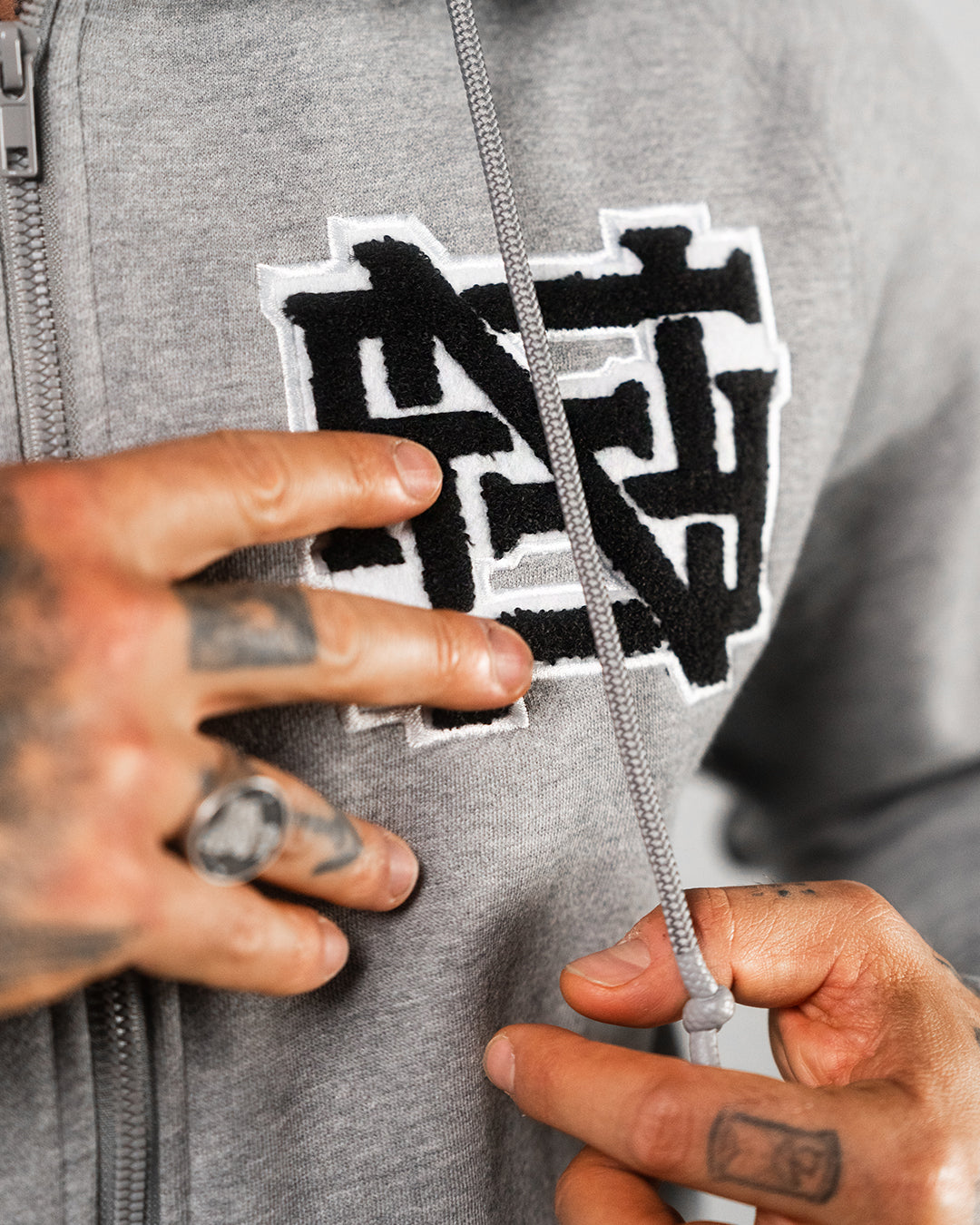 Varsity Patch Zip Up Hoodie - Grey | Stylish & Comfortable Pullover for Men & Women | Perfect for Casual Wear, Sports & Outdoor Activities