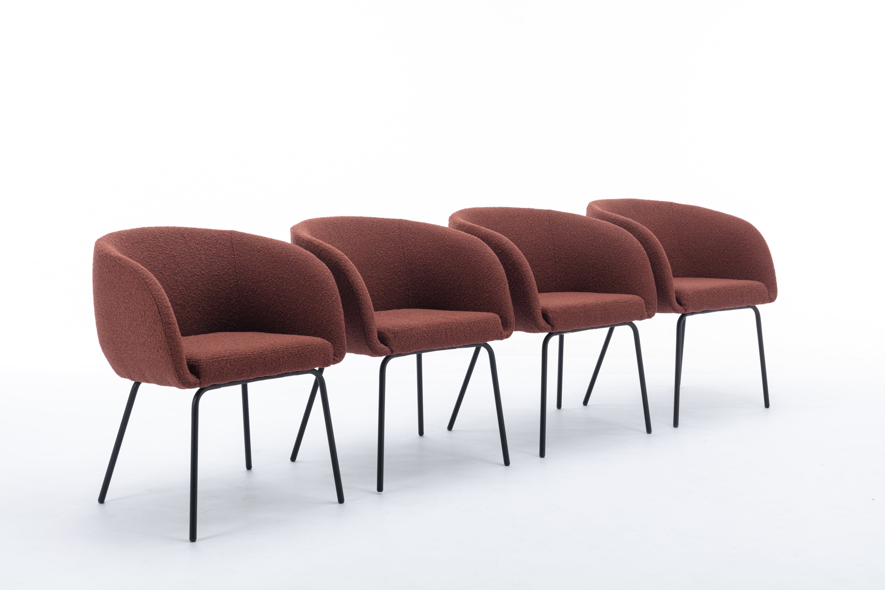 2 Pack Boucle Fabric Dining Chairs with Black Metal Legs - Wine Red | Modern Upholstered Side Chairs for Kitchen, Dining Room, or Office | Comfortable & Stylish Seating Solution