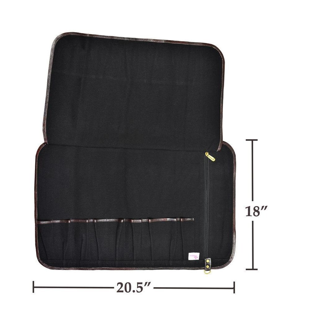 Boldric BOCKR115 9-Pocket Navy Blue Canvas Knife Roll Bag for Chefs, Butchers & Outdoor Cooking - Perfect for Kitchen, Camping & BBQ Tools Storage