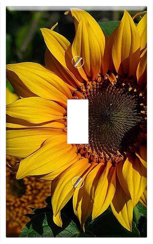 Single Toggle Switch Plate Cover - Sunflower Floral Design in Yellow | Perfect for Home Decor, Bedroom, Kitchen & Office