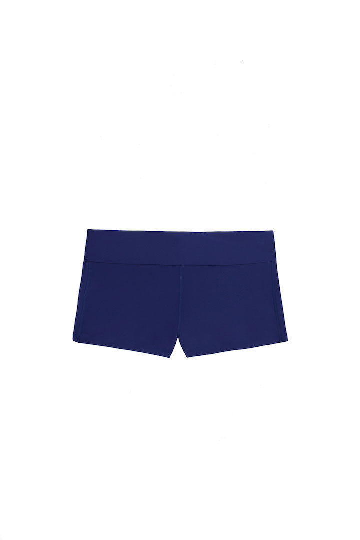 Women's High Waist Fold Over Yoga Shorts - Navy Blue - Comfortable Workout & Lounge Wear for Yoga, Running, and Home Relaxation