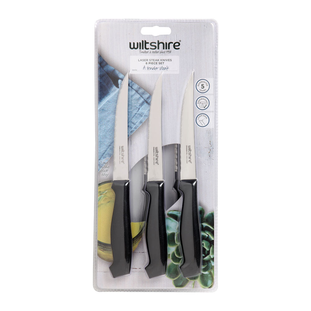 Premium Laser Steak Knife Set - 6-Piece High-Quality Serrated Blades for Perfect Cuts | Ideal for Steak Dinners, BBQ Parties & Gourmet Cooking
