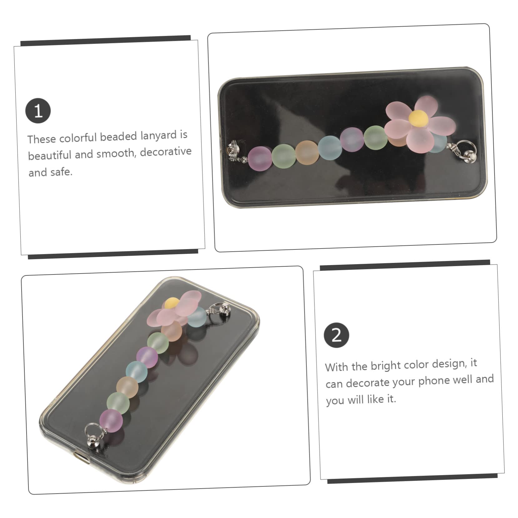 3 Pack Stylish Beaded Phone Lanyard - Adjustable Phone Strap for iPhone, Samsung & Smartphones - Perfect for Outdoor Activities, Concerts & Travel