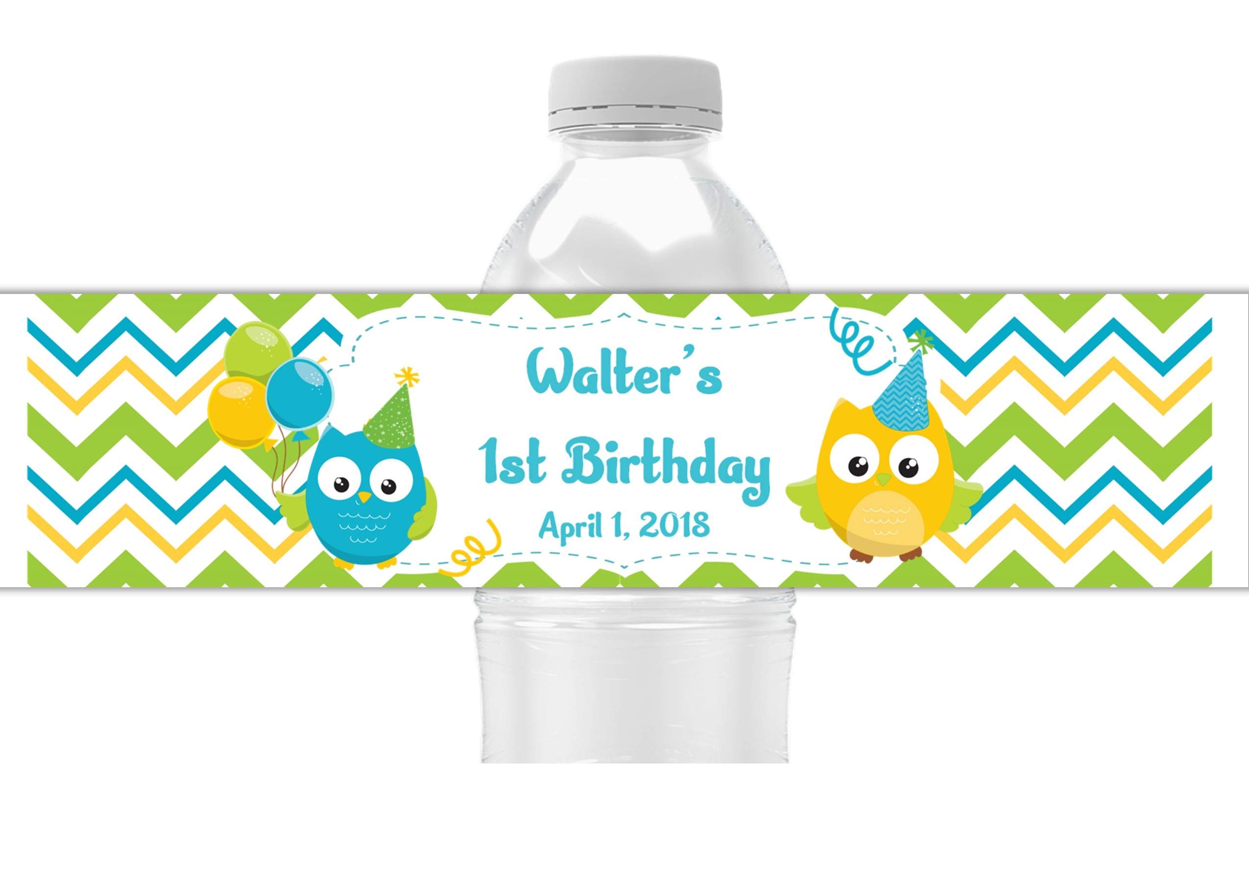 Personalized Owl Birthday Party Favors - Pack of 25 Peel & Stick Water Bottle Labels for Kids, Baby Showers & Themed Events - Perfect for Classroom Treats & Party Decorations