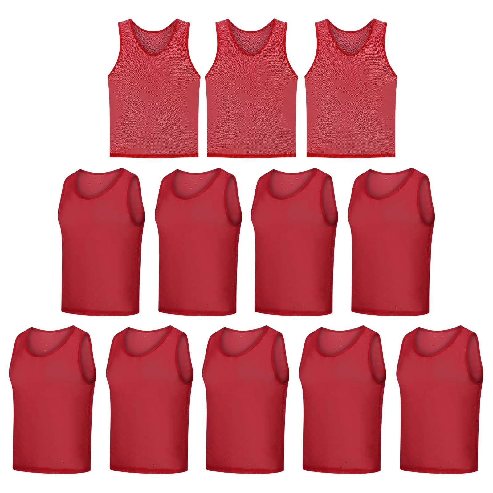 12 Pack Scrimmage Vests - Reversible Team Training Jerseys & Soccer Pinnies with Carry Bag for Sports Practice, Soccer Drills, and Youth Games - Durable Mesh Practice Bibs for Coaches and Players
