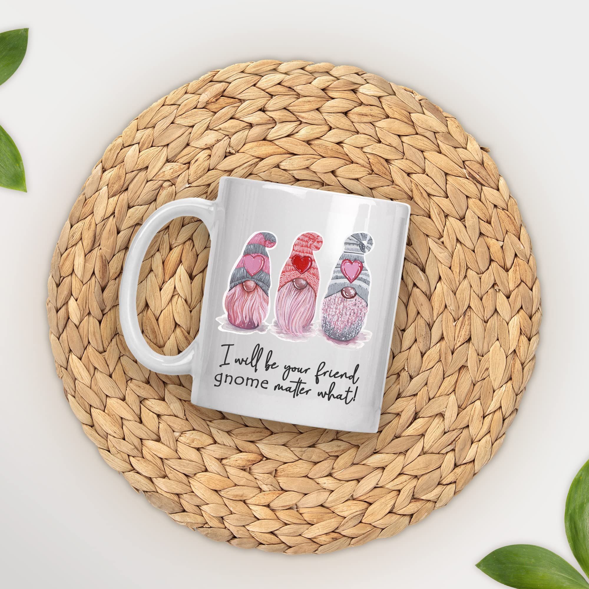 Friendship Gnome Love Mug for Women - Perfect Gift for Girlfriend, Coffee Lover, BFF & Best Friend - Valentine's Day Present for Home, Office & Cozy Moments