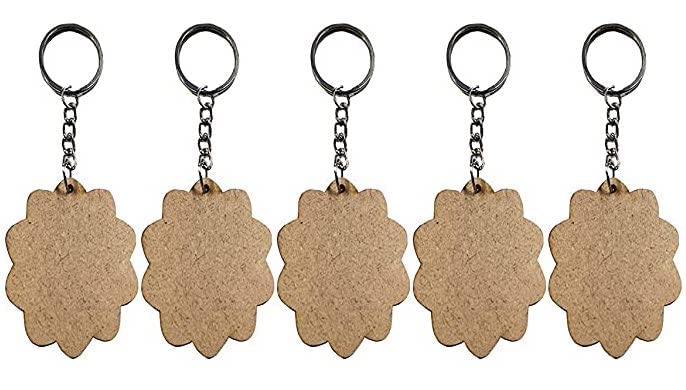 Myenal 20-Piece MDF Plain Multi-Shaped Wooden Keychains for Painting & DIY Crafts - Perfect for Art Projects, Gift Making & Home Decor