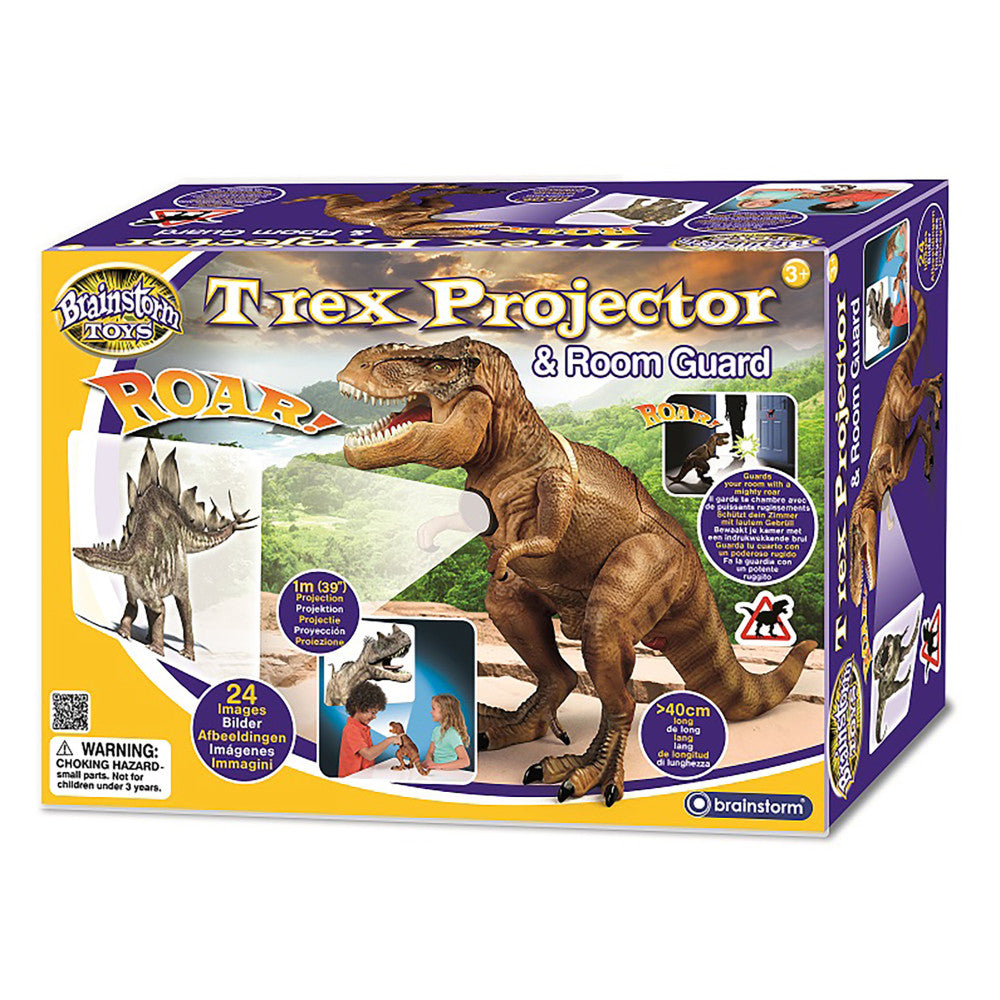 Brainstorm Toys T-Rex Dinosaur Projector with 24 Prehistoric Images - Night Light & Room Guard for Kids Bedroom, Perfect for Dinosaur Themed Parties and Educational Play