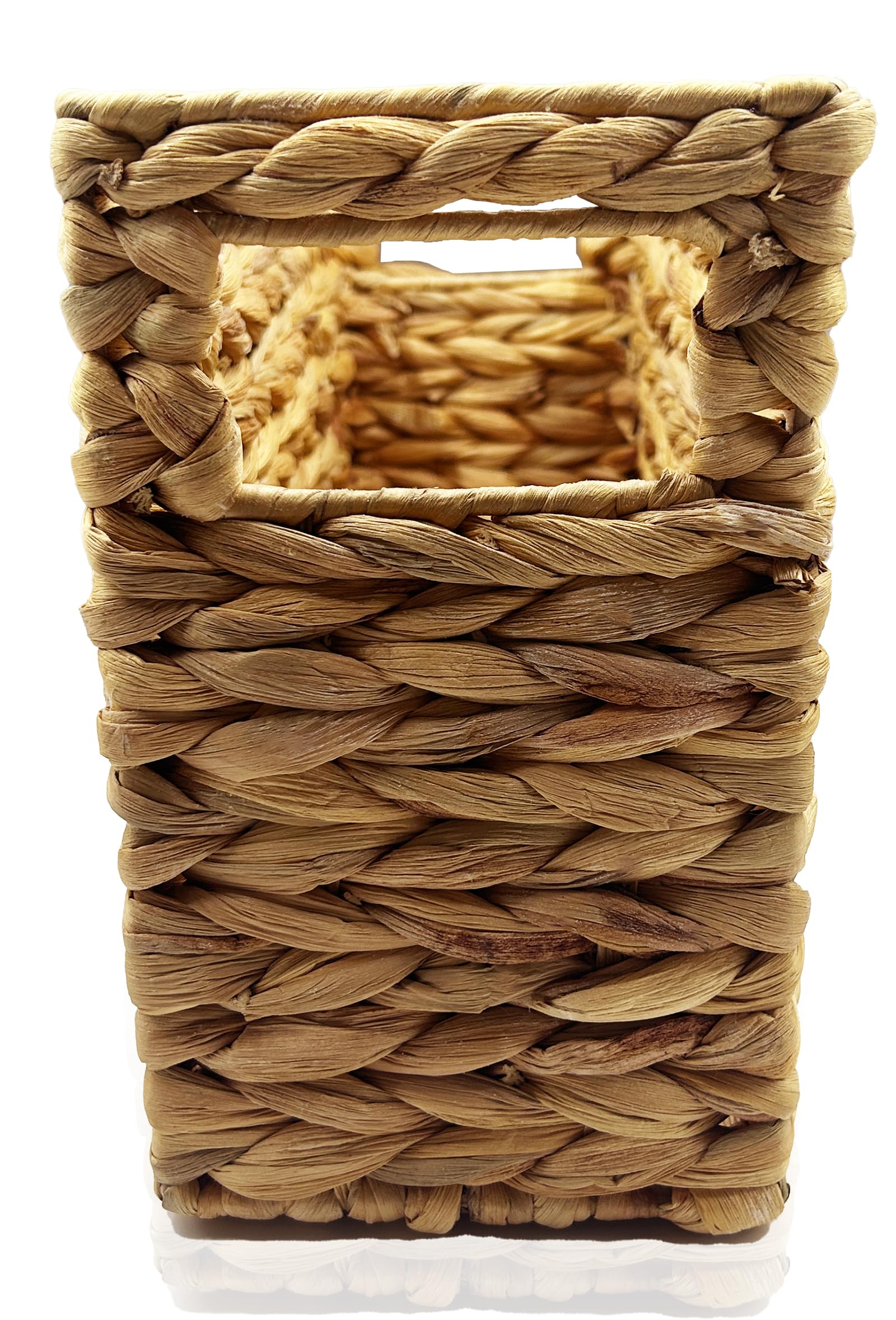 Hand-Woven Water Hyacinth Magazine Basket - 15.5 x 5.75 x 9.5 Inch Natural Wicker Storage Bin for Office, Bathroom & Desk Organization - Perfect for Magazines, Books & Home Decor