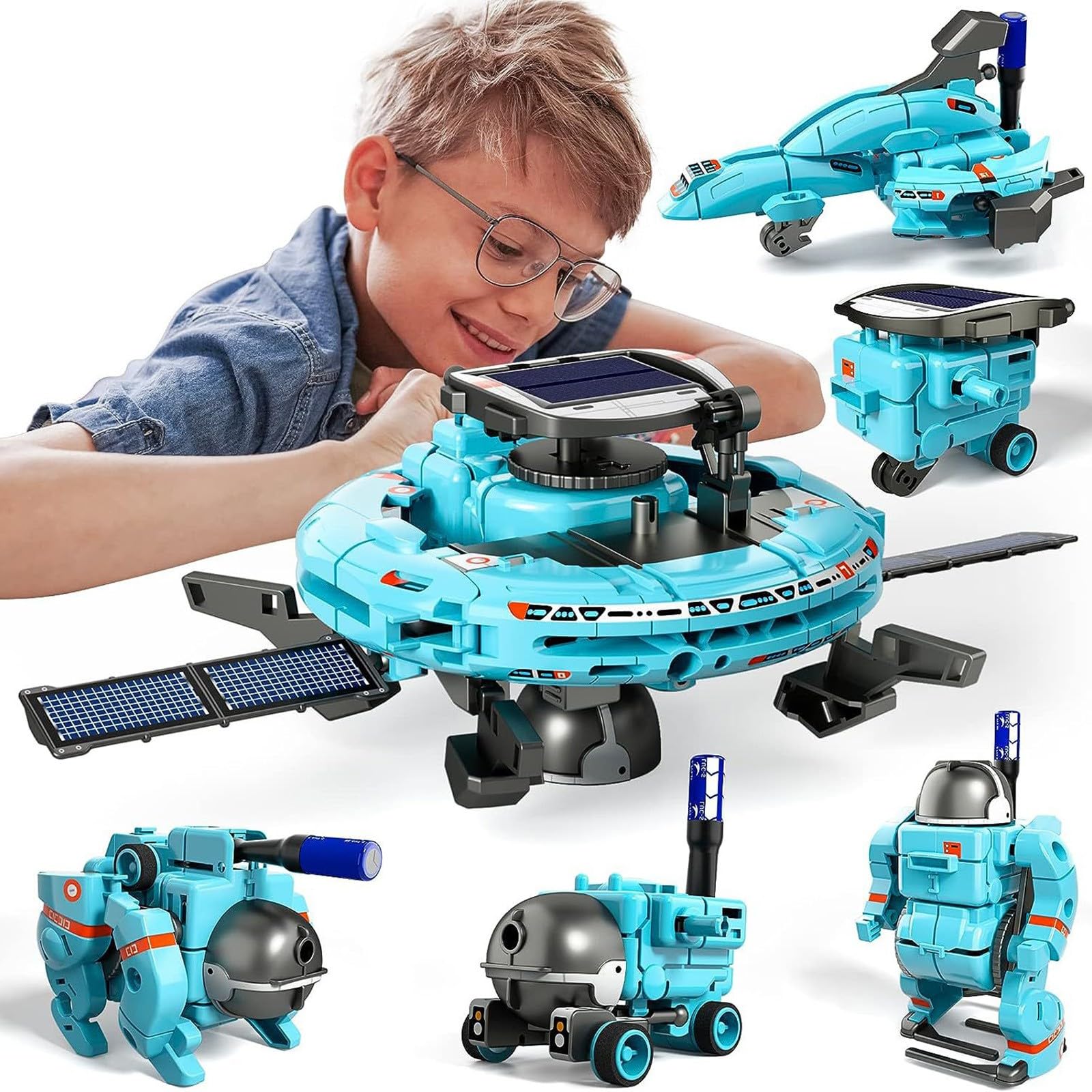 6-in-1 Solar Robot Kit for Kids - DIY Educational Science Building Toys with Solar Power & Battery Operation - STEM Learning Gifts for Boys & Girls Ages 8-12 - Perfect for Science Projects, Birthday Presents & Classroom Activities