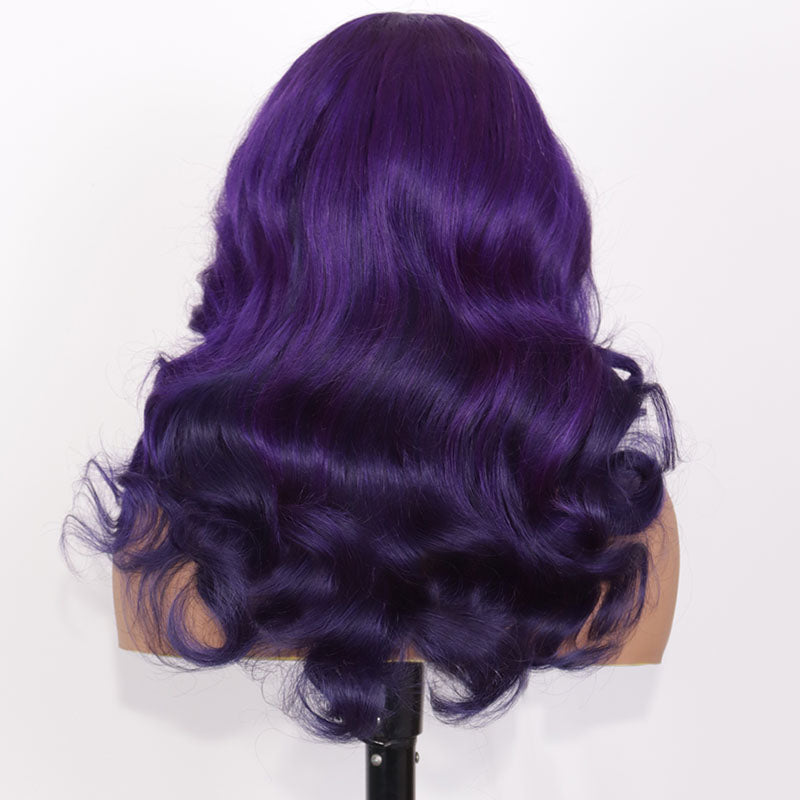 Eullair Ombre Two-Tone Purple Body Wave Human Hair Wig - Glueless Lace Frontal Wig with Layered Cut for Women (EW003) | Perfect for Cosplay, Parties & Daily Styling