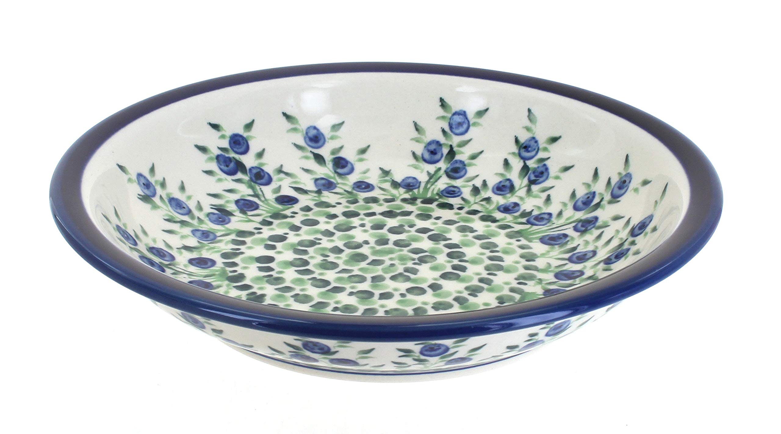Hand-Painted Blue Rose Polish Pottery Porcelain Soup Plate - Elegant Dinnerware for Soup, Pasta & Desserts - Perfect for Home Dining & Gifts