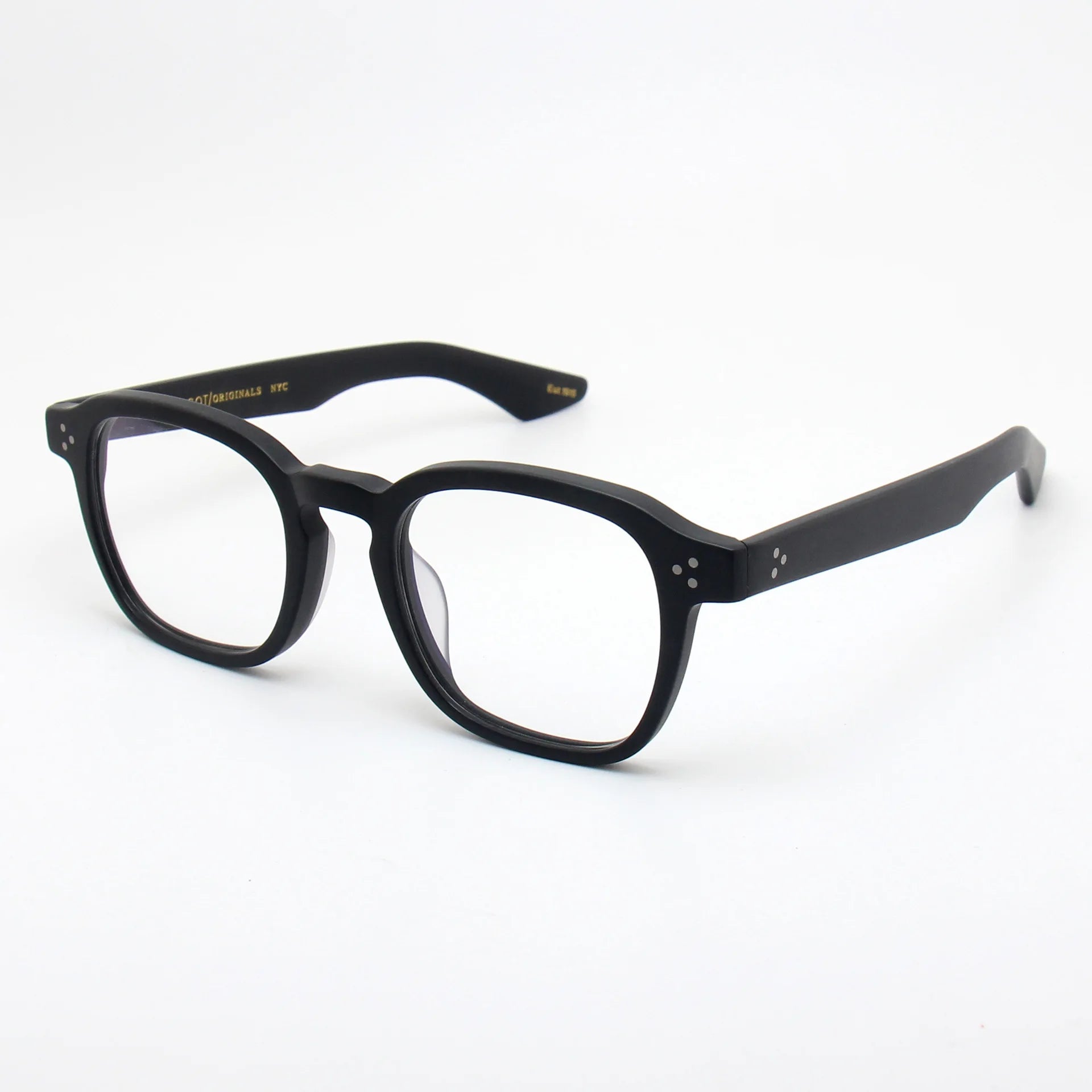 Black Unisex Square Acetate Eyeglasses with Full Rim & Thick Temples - Stylish & Durable for Work, Reading & Everyday Wear