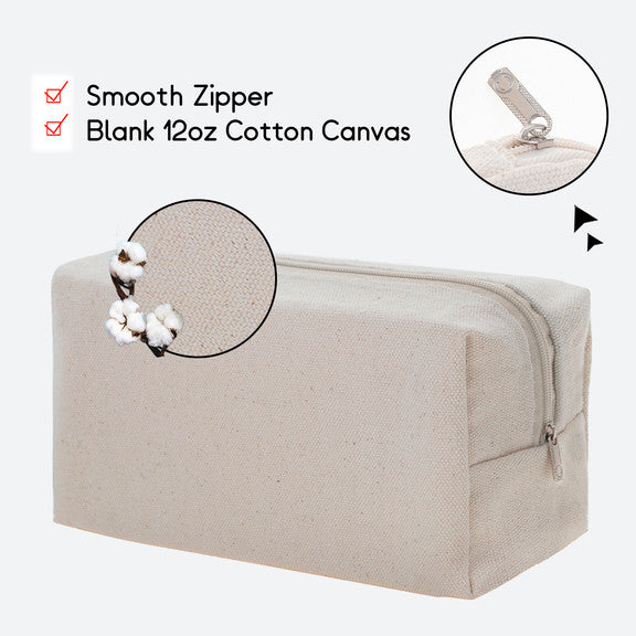 Premium Canvas Cosmetic Bag for Women - Waterproof Travel Makeup Pouch (1 Pack) - Perfect for Travel, Gym & Everyday Essentials Storage