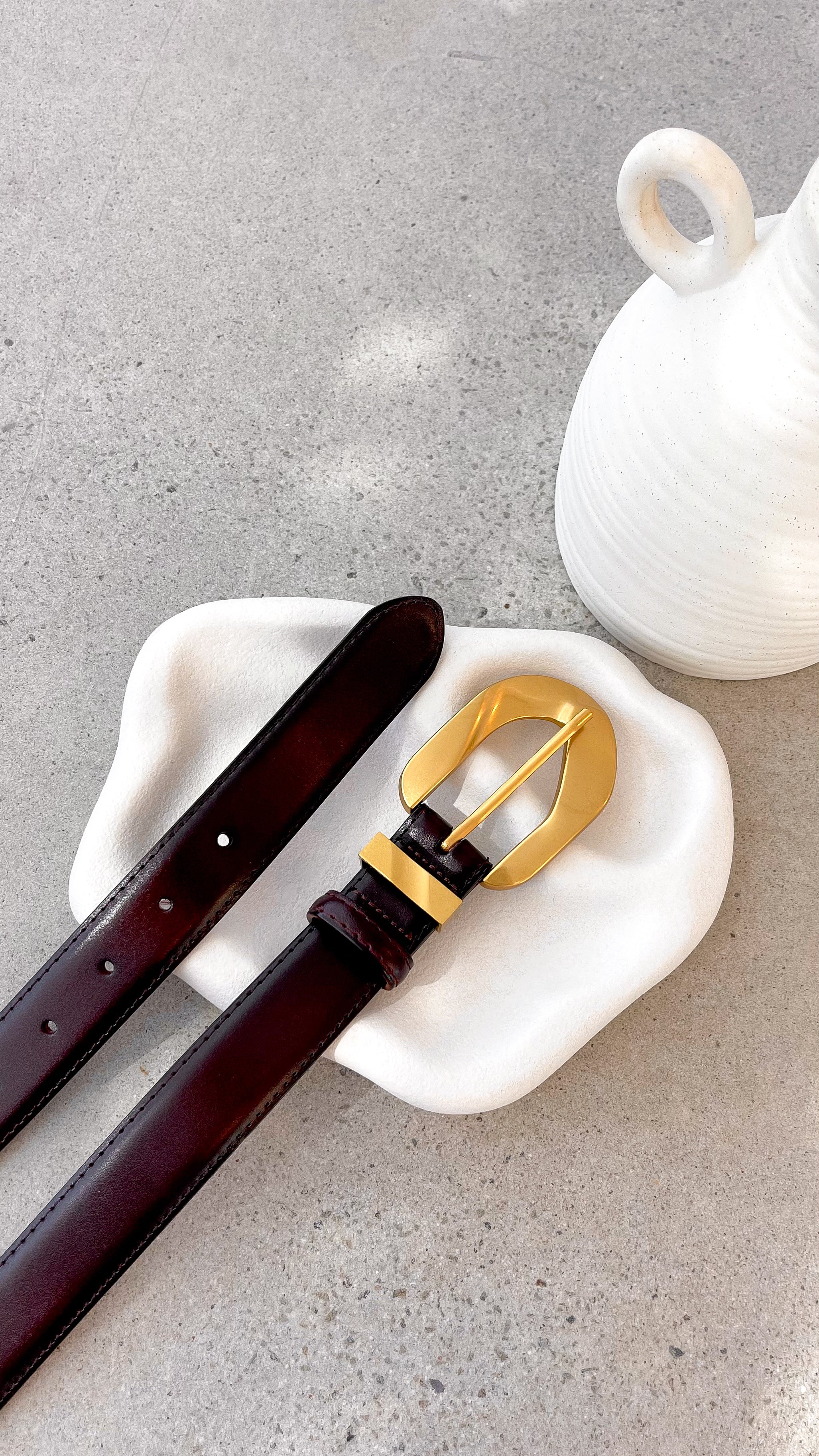 Evelyn Belt for Women - Genuine Leather Burgundy Waist Belt - Perfect for Dresses, Jeans & Office Wear