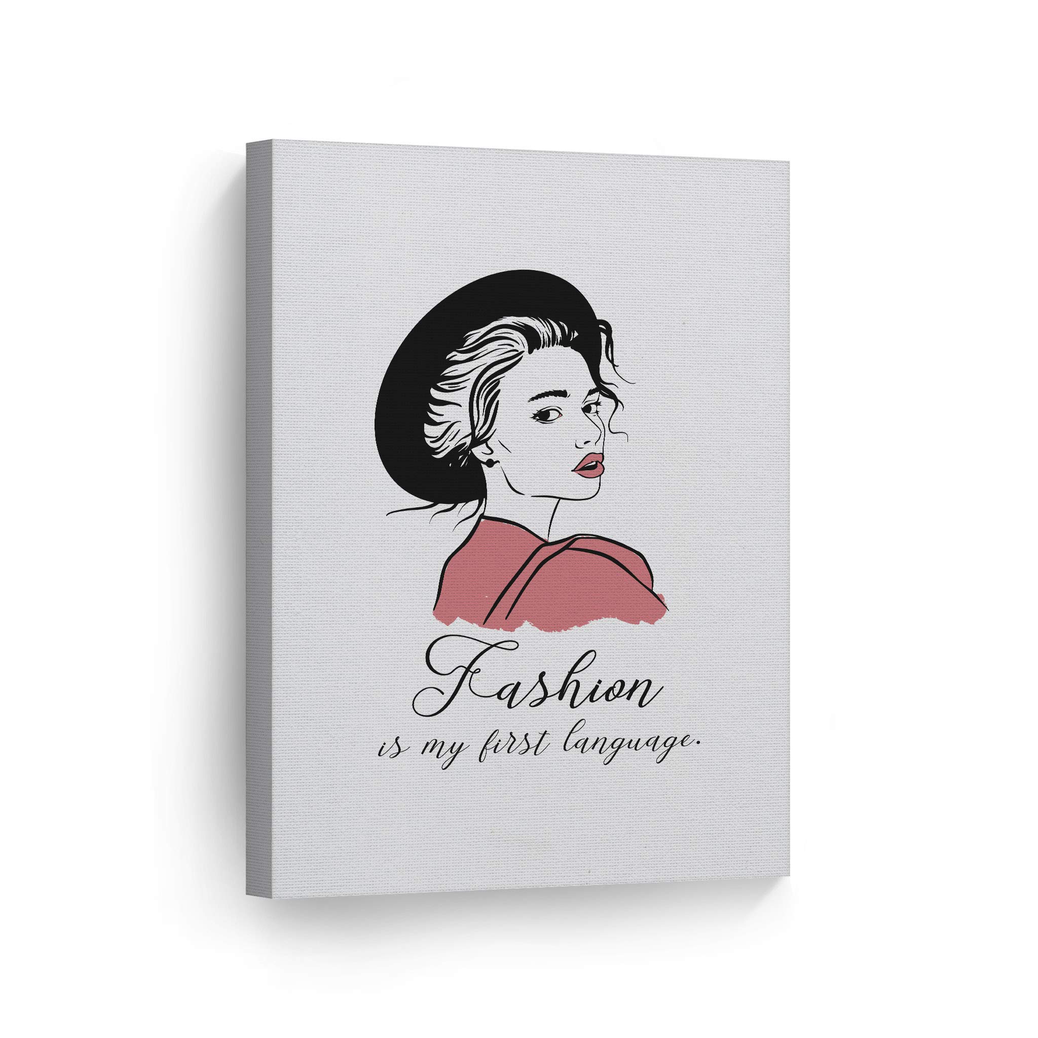 Smile Art Design Hand Drawn Fashion Sketch Canvas Print - Glam Wall Art for Women's Bedroom, Teen Girl Room, Office & Living Room Decor - Ready to Hang 40x30 Inches - Perfect for Dorm, Bathroom & Home Decoration
