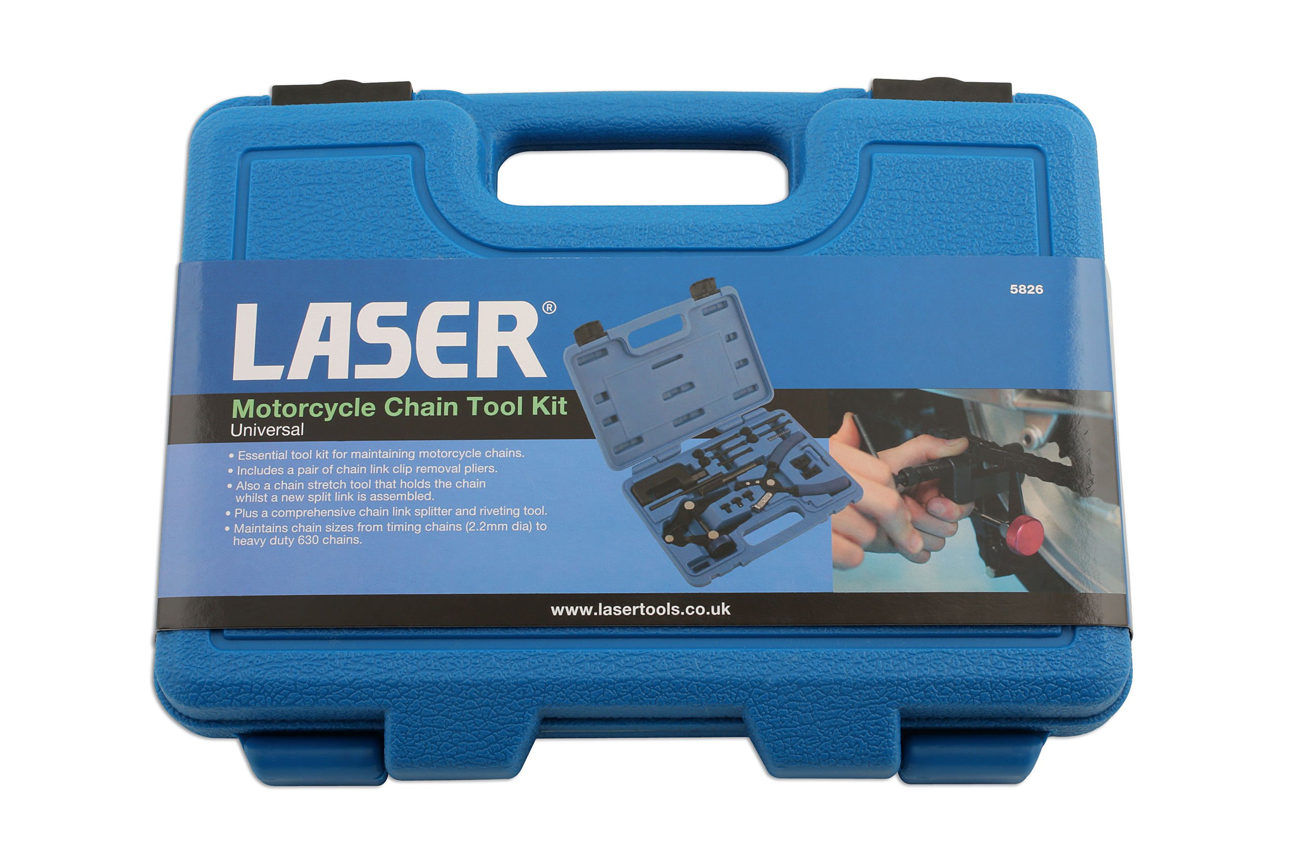Laser 5826 Professional Motorcycle Chain Tool Kit - Durable Chain Breaker & Riveter for Bike Maintenance & Repair - Perfect for DIY Motorcycle Chain Replacement & Roadside Repairs