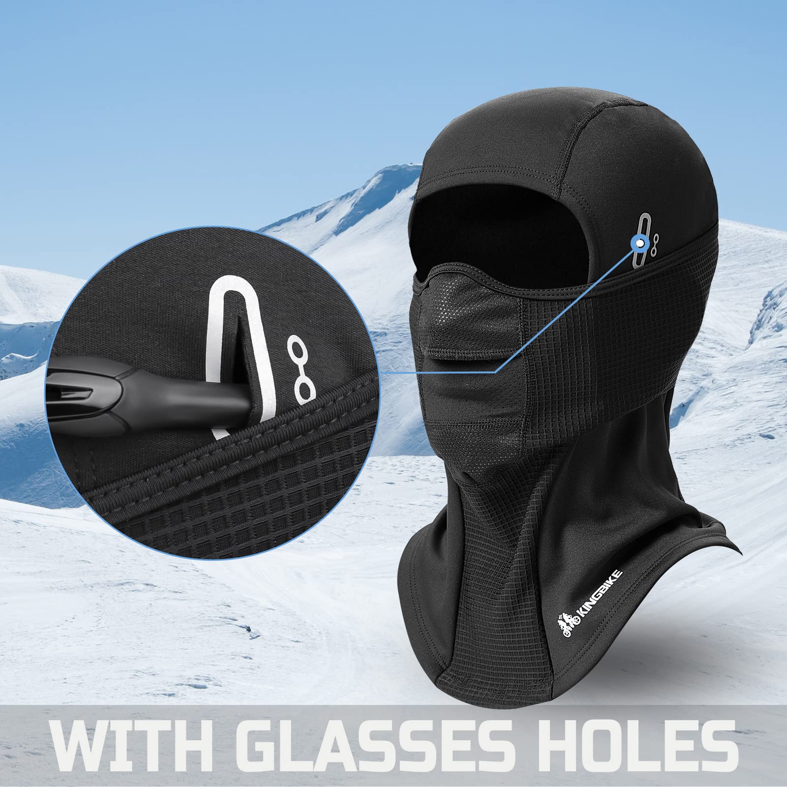 KINGBIKE Balaclava Ski Mask for Men & Women - Water Resistant Windproof Fleece Thermal Full Face Cover for Cold Weather - Perfect for Skiing, Snowboarding, Motorcycling & Outdoor Winter Activities
