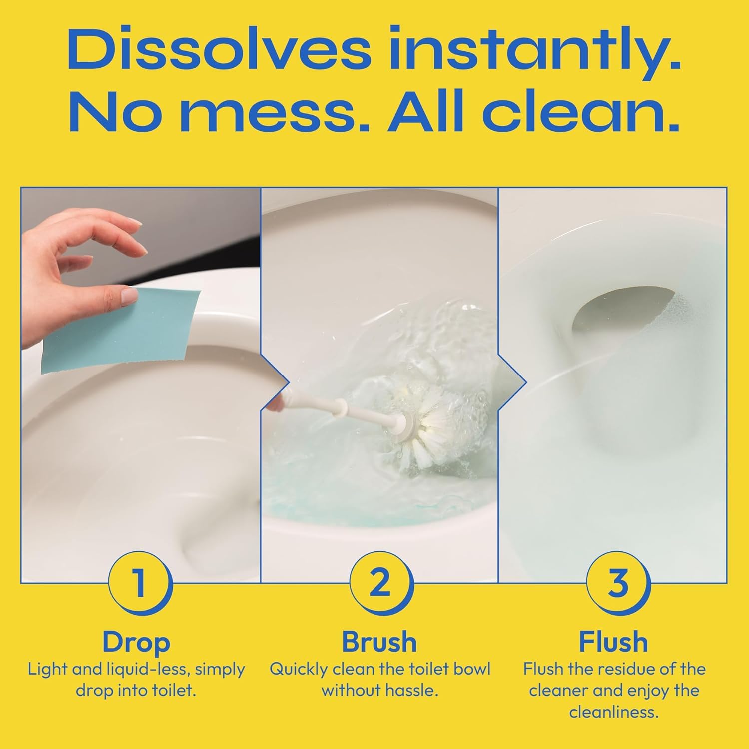 Eco-Friendly FOMIN Non-Toxic Toilet Bowl Cleaner Strips (90 Count) - Plastic-Free, Septic Safe Cleaning Tablets for Stains & Odor Removal | Perfect for Homes, Hotels & RV Bathrooms