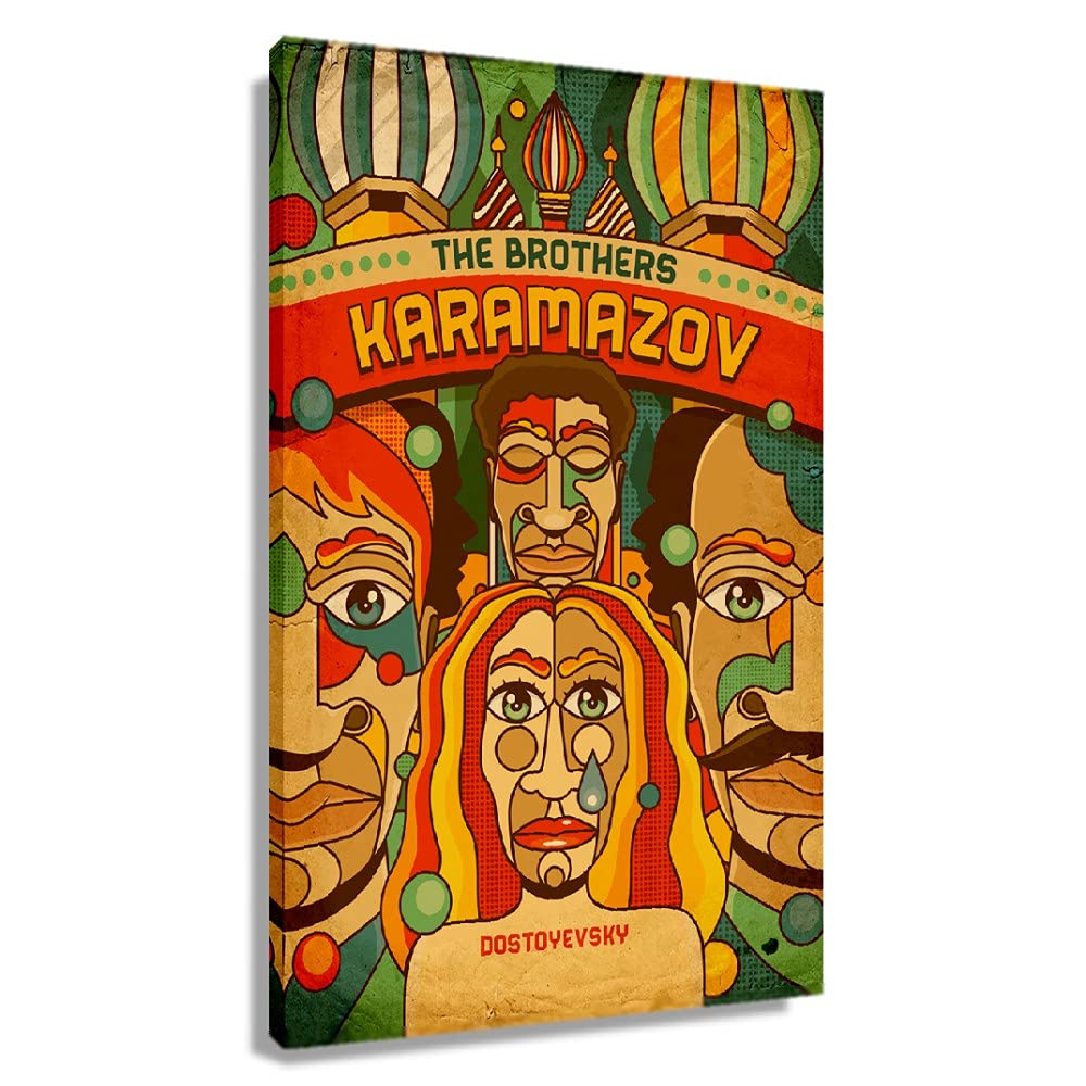 The Brothers Karamazov by Fyodor Dostoevsky - Vintage Literary Poster Art Print (24x36 Inches Framed) - Classic Book Cover Wall Decor for Living Room, Office & Library - Perfect Gift for Book Lovers & Literature Enthusiasts