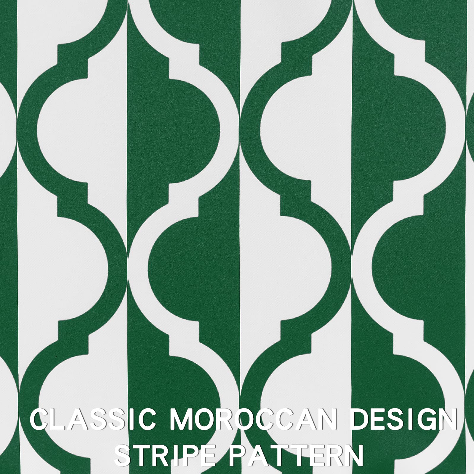 Luvyohmee Christmas Green Moroccan Valance Curtains - 18 Inch Rod Pocket Window Valances with Stripe Design - Perfect for Kitchen, Bathroom, Dining Room, Living Room & Bedroom - 1 Panel - Holiday Home Decor & Seasonal Window Treatments