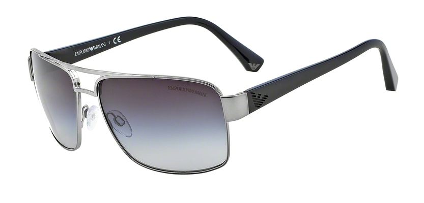 Emporio Armani EA2002 3016/8G Black Silver Grey Gradient Square Men's Sunglasses - Stylish UV Protection for Driving, Outdoor & Fashion