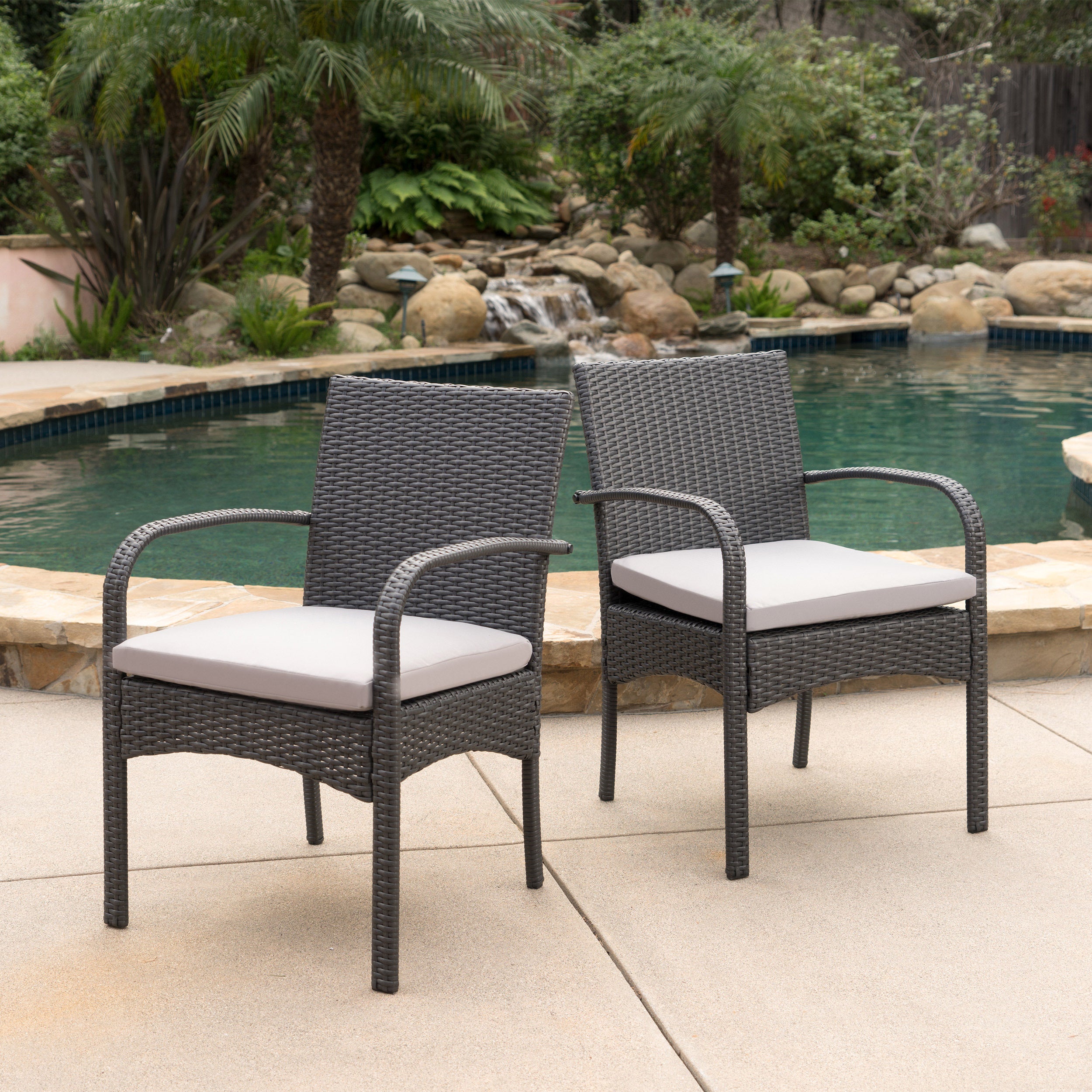 CORDOBA KD PE Wicker Dining Chairs - Set of 2, Rattan Outdoor Patio Chairs for Dining Room, Backyard, Garden & Poolside Relaxation