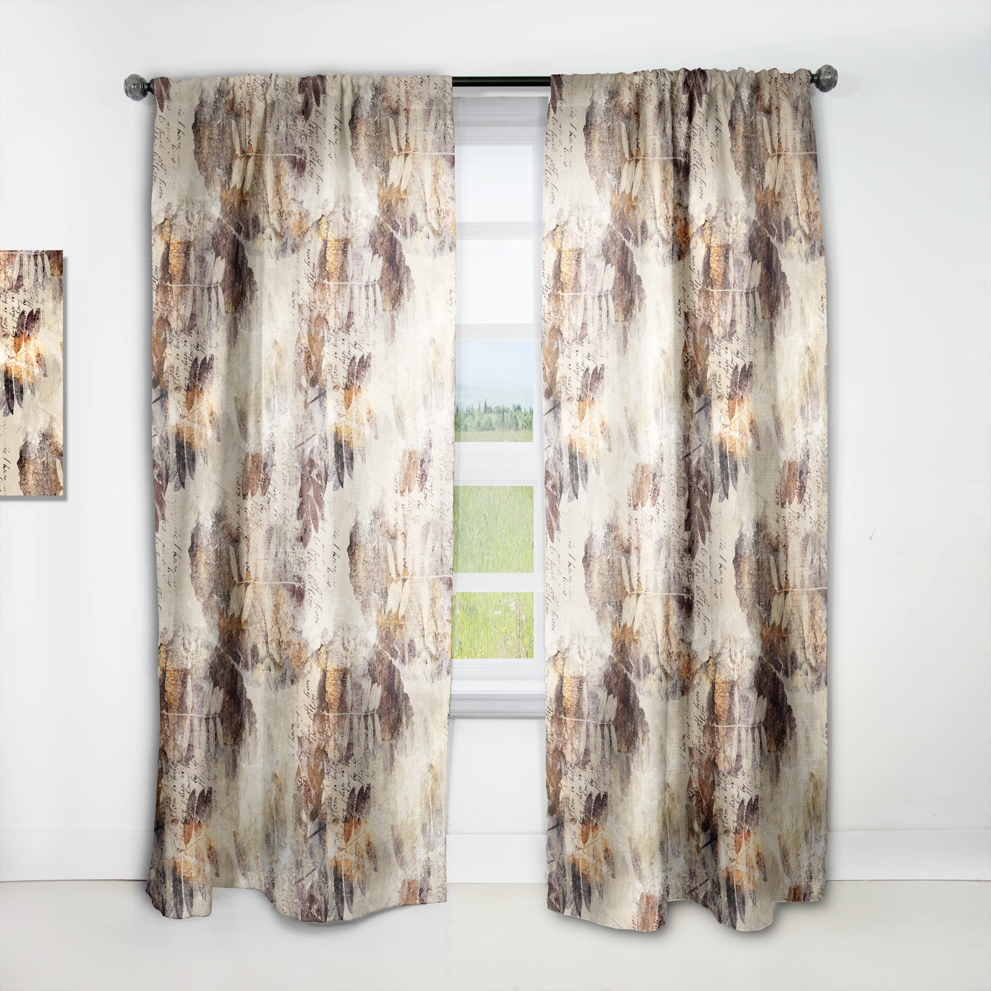 DesignQ Thermal Insulated Curtains - Leaves & Spots Pattern Blackout Drapes for Bedroom & Living Room (52x90 Inches, Single Panel) - Perfect for Privacy, Light Control & Energy Efficiency