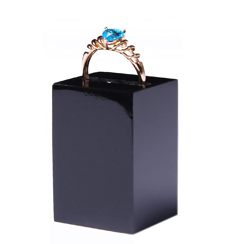 3pcs Black Acrylic Ring Display Stand - Square Jewelry Holder for DIY Crafts & Tradeshows