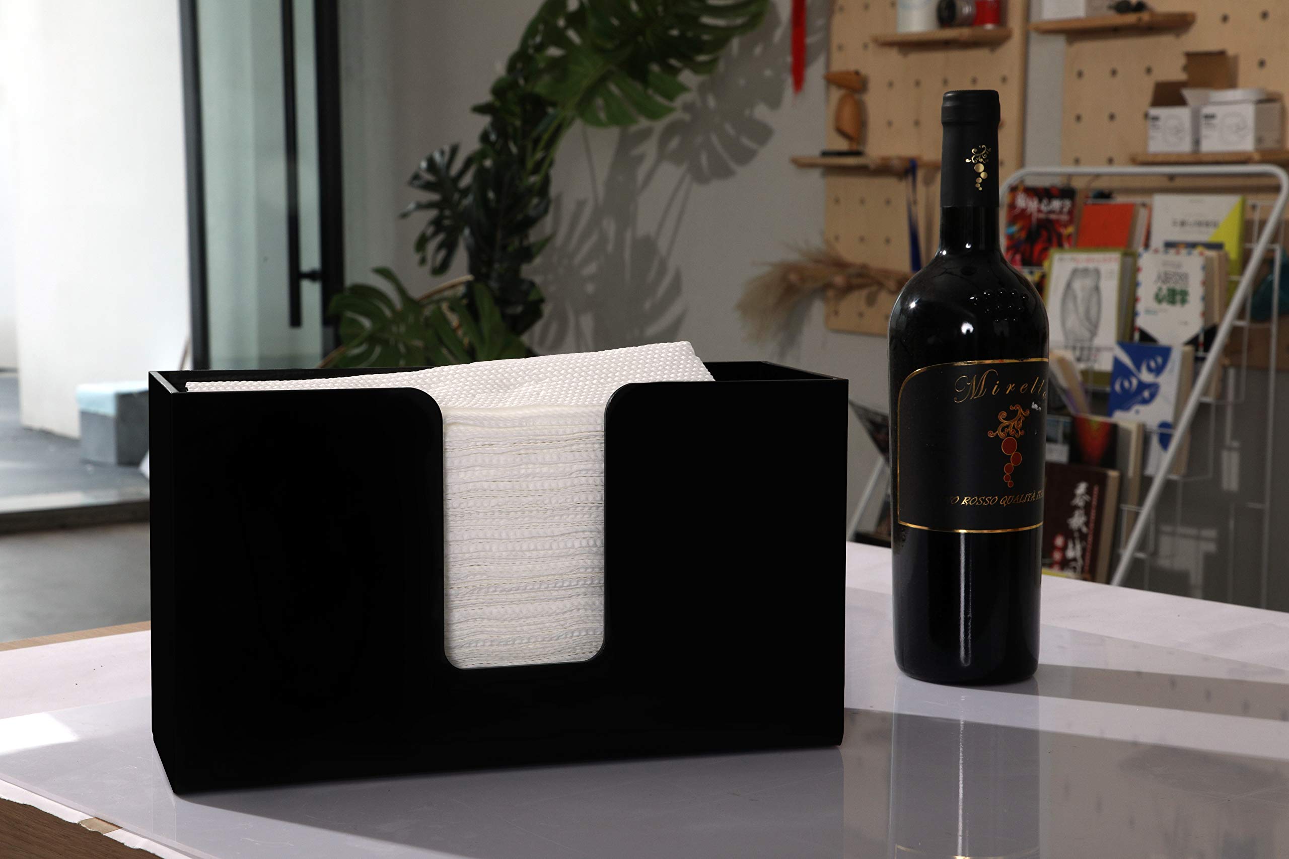 Wall Mount Acrylic Paper Towel Holder - Multi-Fold/C-Fold/Z-Fold/Tri-Fold Towel Dispenser for Bathroom, Office & Kitchen | Space-Saving Hand Towel Organizer | Black (Perfect for Restaurants, Homes & Commercial Spaces)