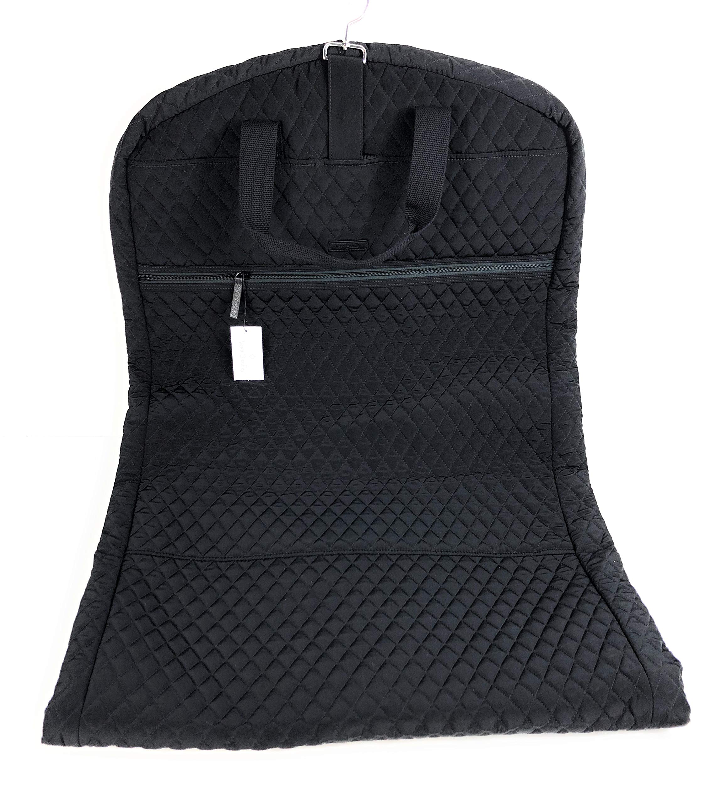Vera Bradley Classic Black Quilted Microfiber Travel Garment Bag - Perfect for Business Trips, Weddings & Weekend Getaways | Wrinkle-Resistant Carry-On Organizer for Suits & Dresses